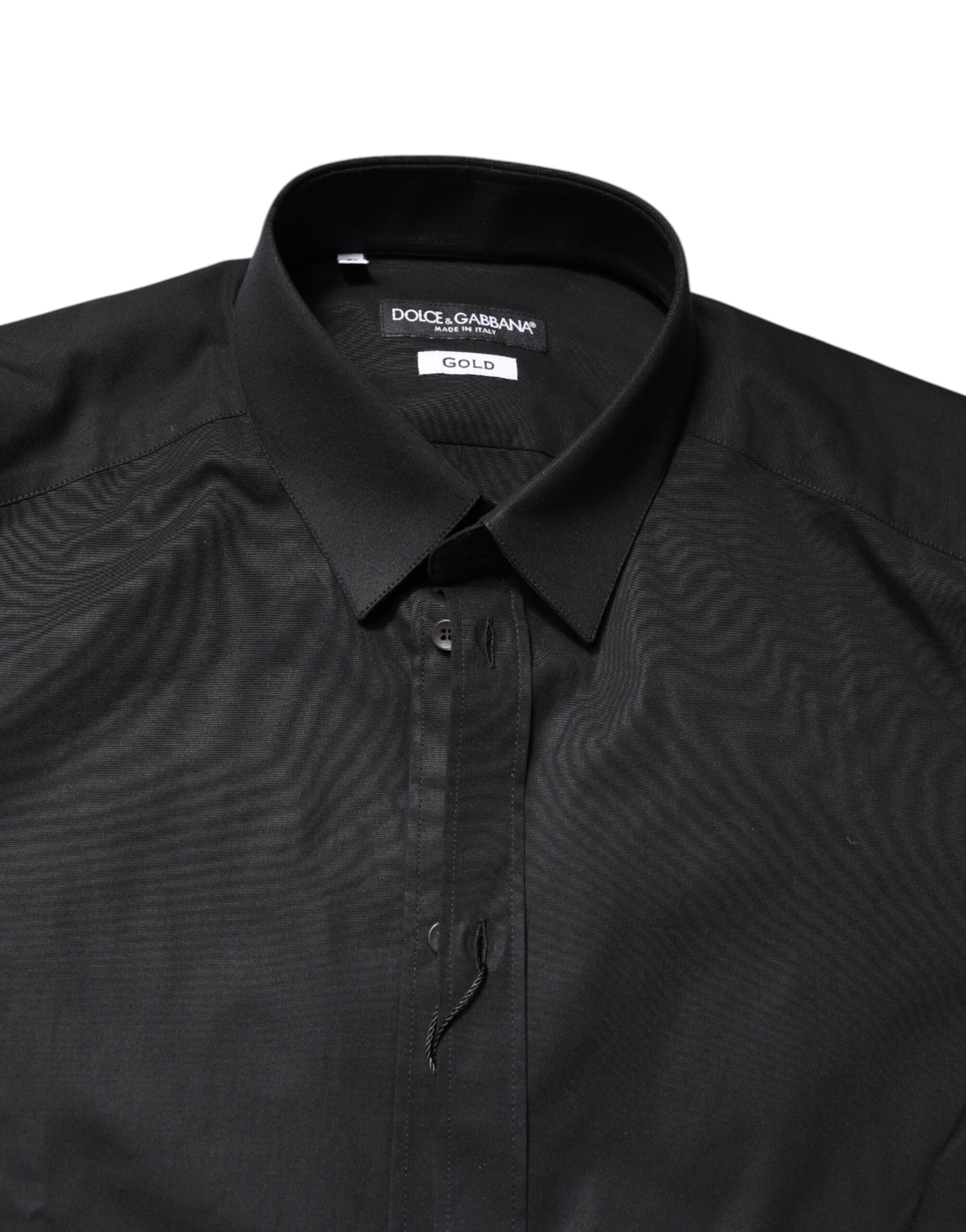 Dolce &amp; Gabbana Schwarzes GOLD Langarmhemd aus Baumwolle