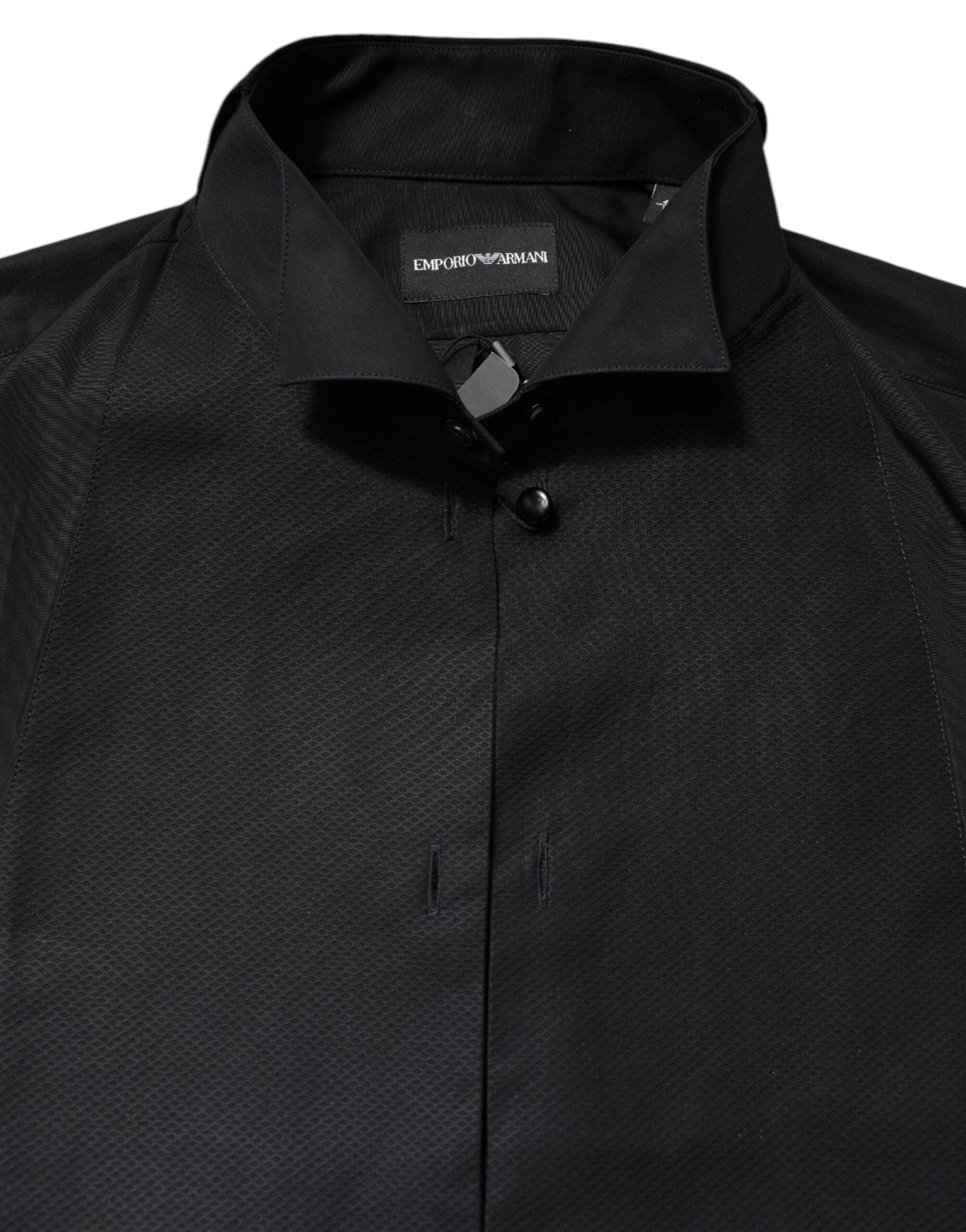 Emporio Armani – Schwarzes, langärmliges Hemd aus Baumwolle für formelle Anlässe