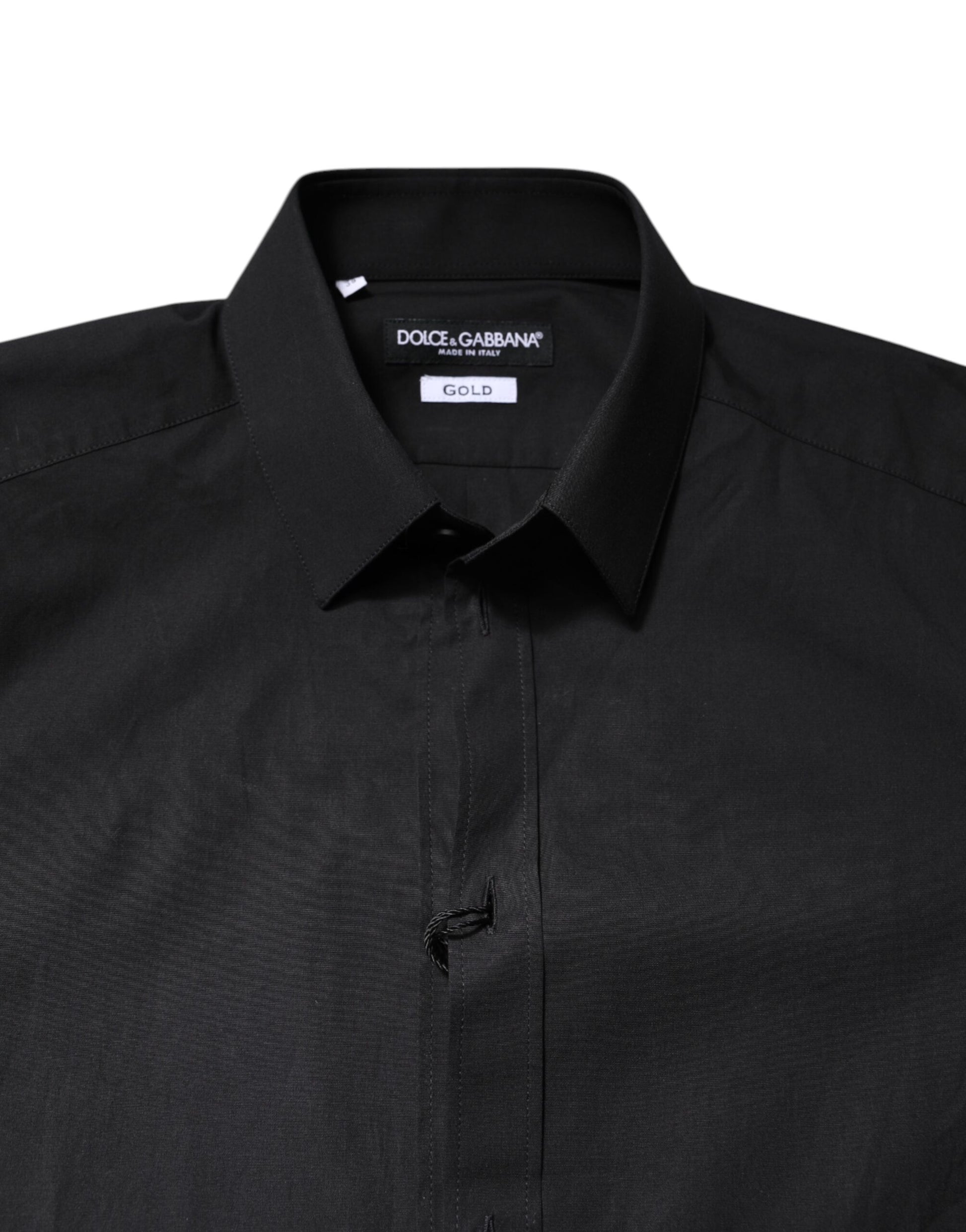 Dolce &amp; Gabbana Schwarzes GOLDENES formelles Baumwollhemd