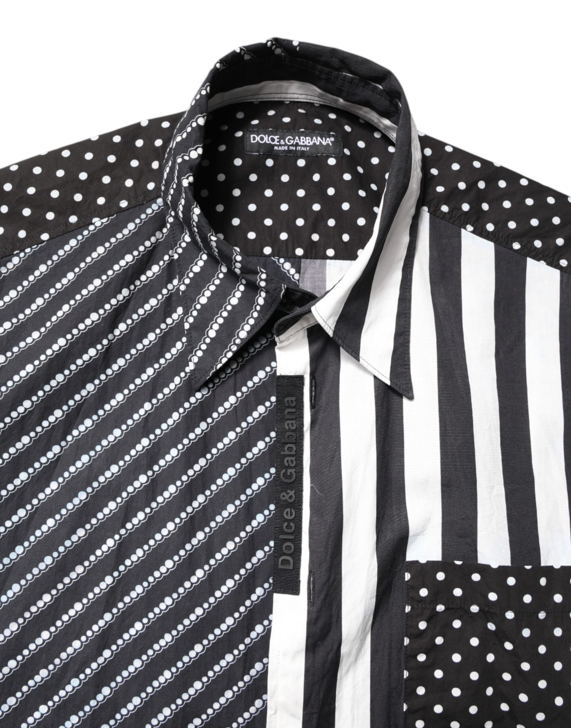 Dolce &amp; Gabbana – Freizeithemd mit Button-Down-Kragen und schwarzen und weißen Streifen