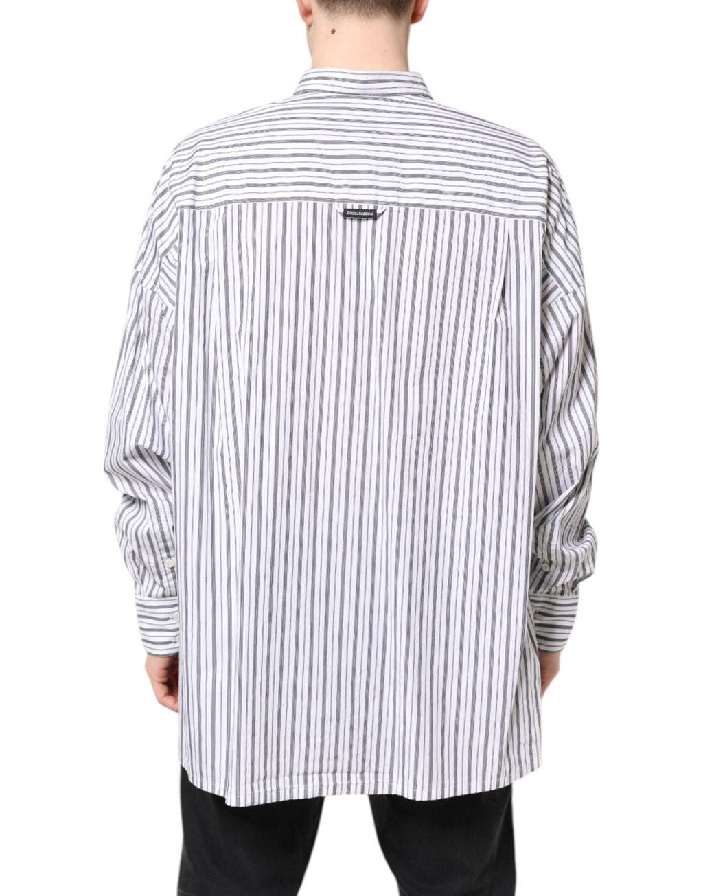 Dolce &amp; Gabbana – Freizeithemd mit Button-Down-Kragen und weißen und schwarzen Streifen