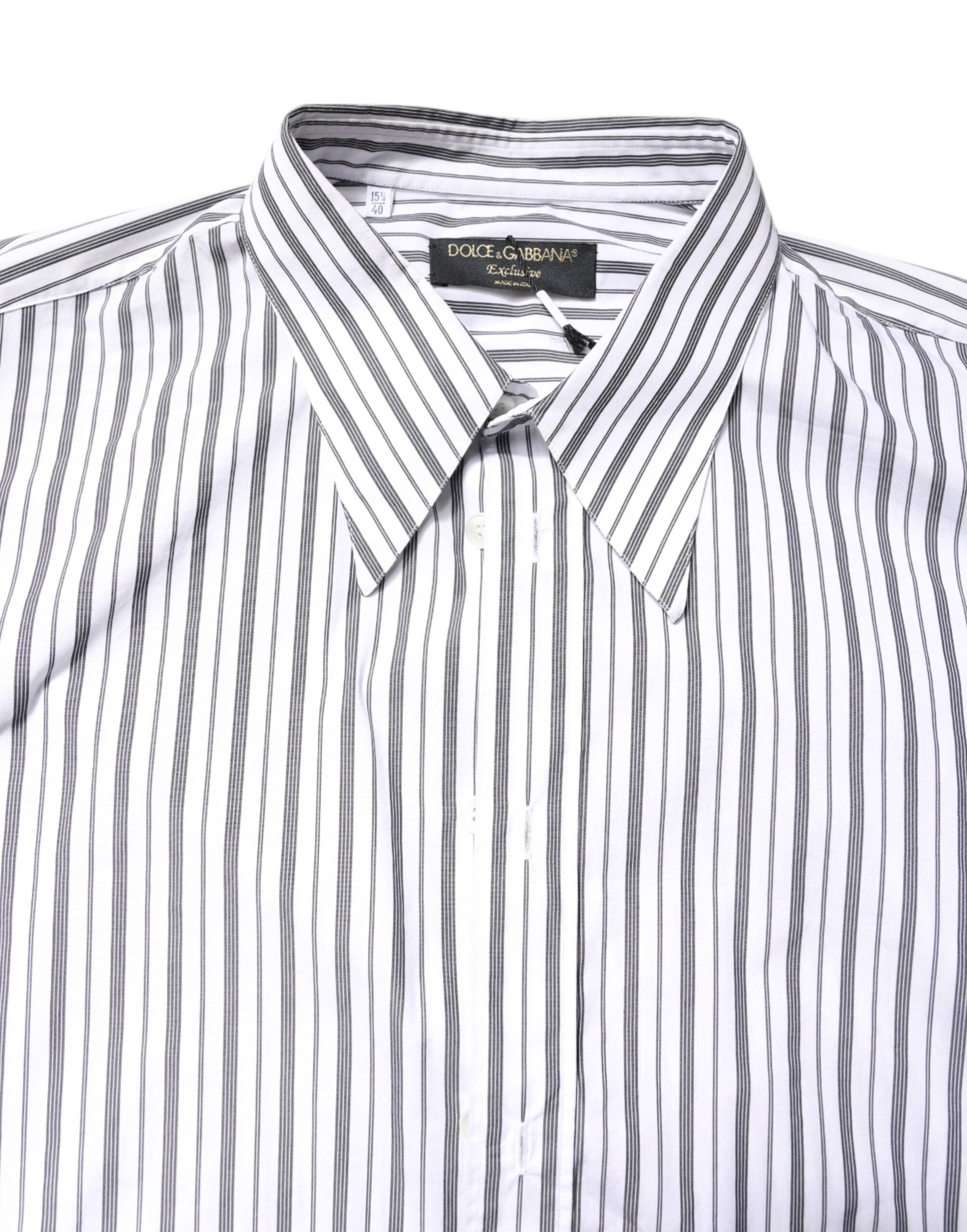 Dolce &amp; Gabbana – Freizeithemd mit Button-Down-Kragen und weißen und schwarzen Streifen
