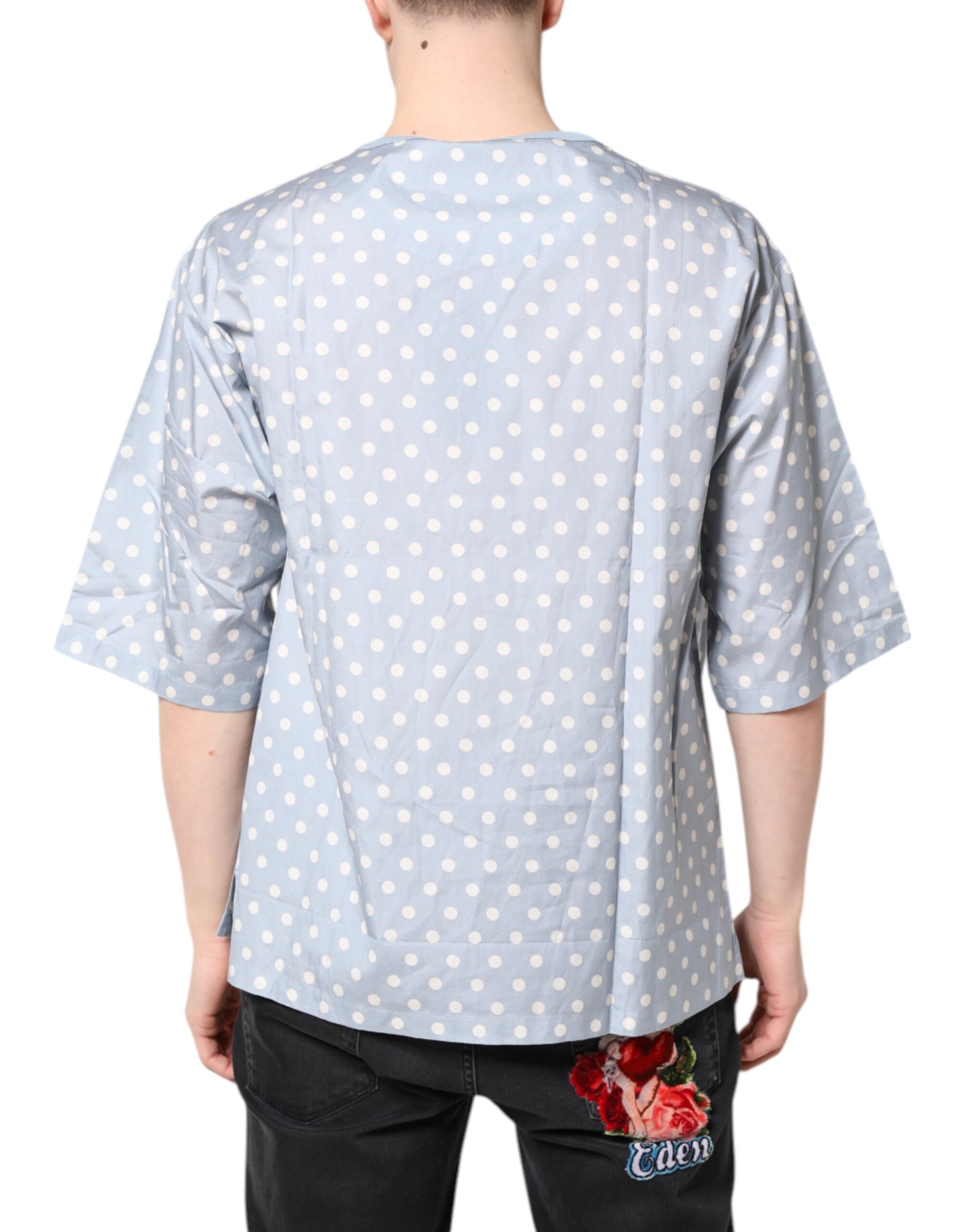 Dolce &amp; Gabbana – Hellblaues Kurzarm-T-Shirt mit grafischem Print