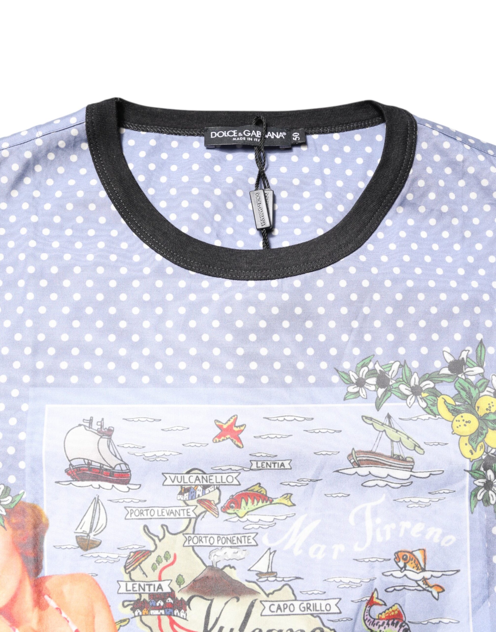 Dolce &amp; Gabbana – Hellblaues Kurzarm-T-Shirt mit grafischem Print