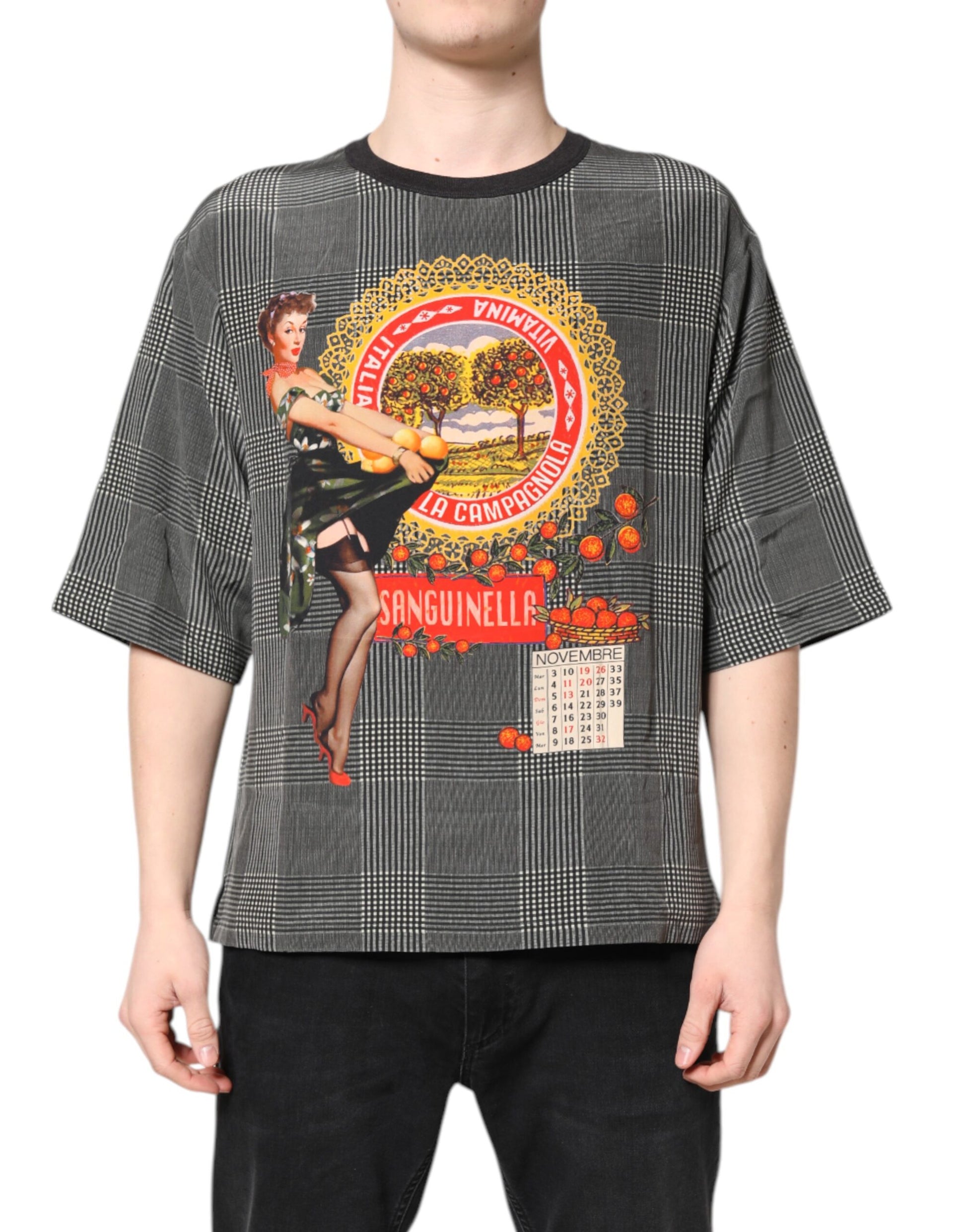Dolce &amp; Gabbana – Kurzärmliges T-Shirt mit Grafikdruck in Schwarz und Weiß