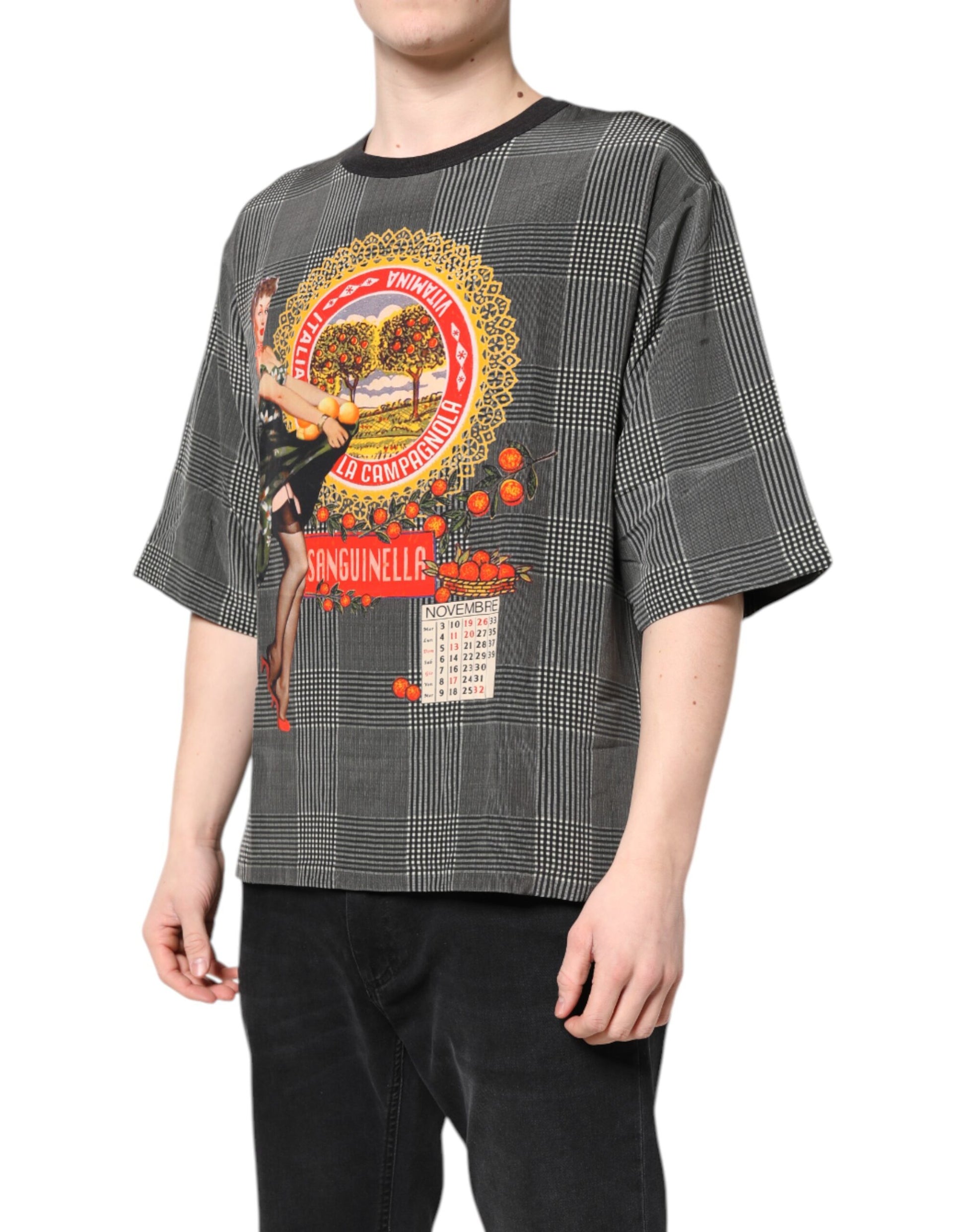 Dolce &amp; Gabbana – Kurzärmliges T-Shirt mit Grafikdruck in Schwarz und Weiß