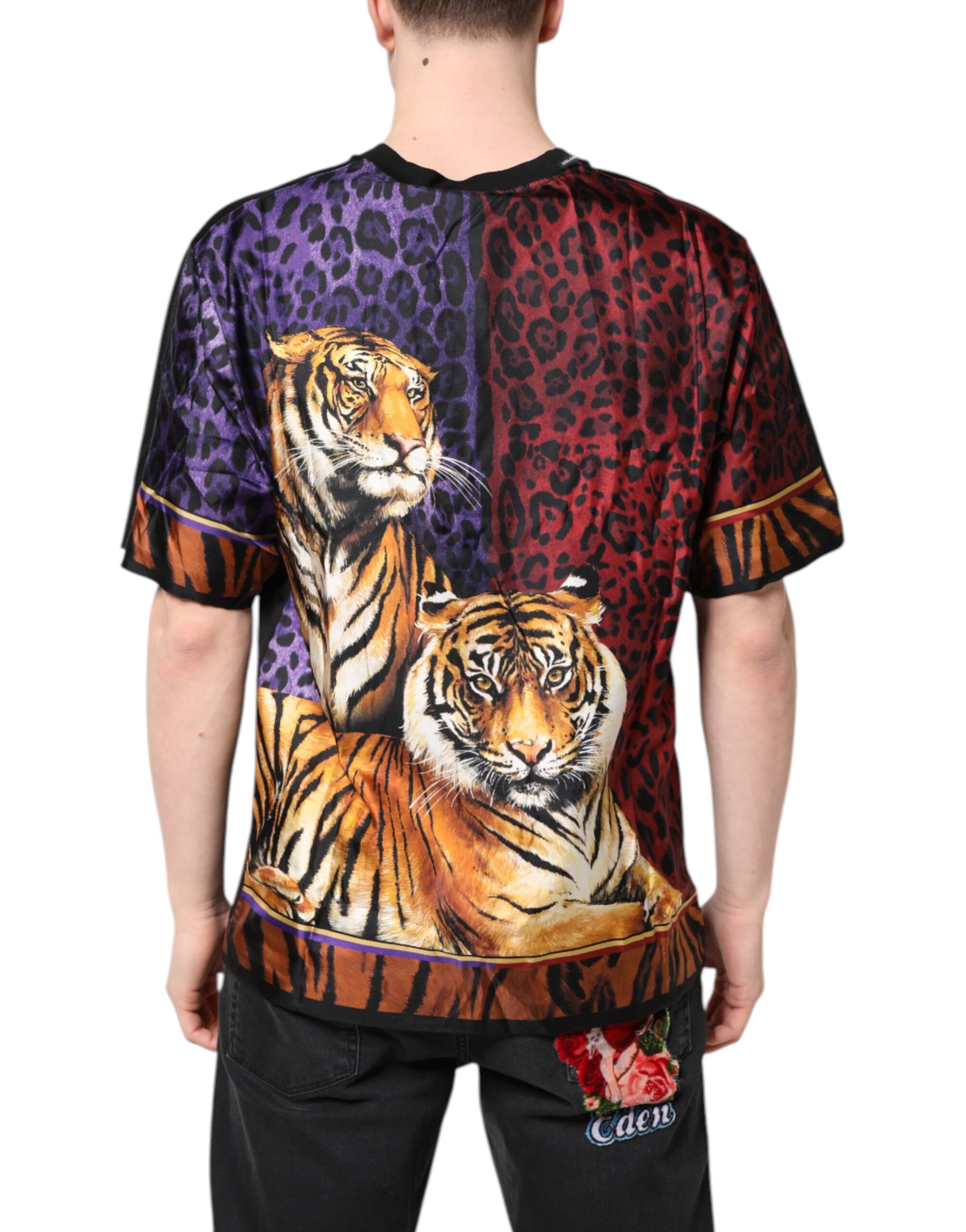 Dolce &amp; Gabbana – Schwarzes, kurzärmliges T-Shirt mit Grafikdruck auf der Rückseite