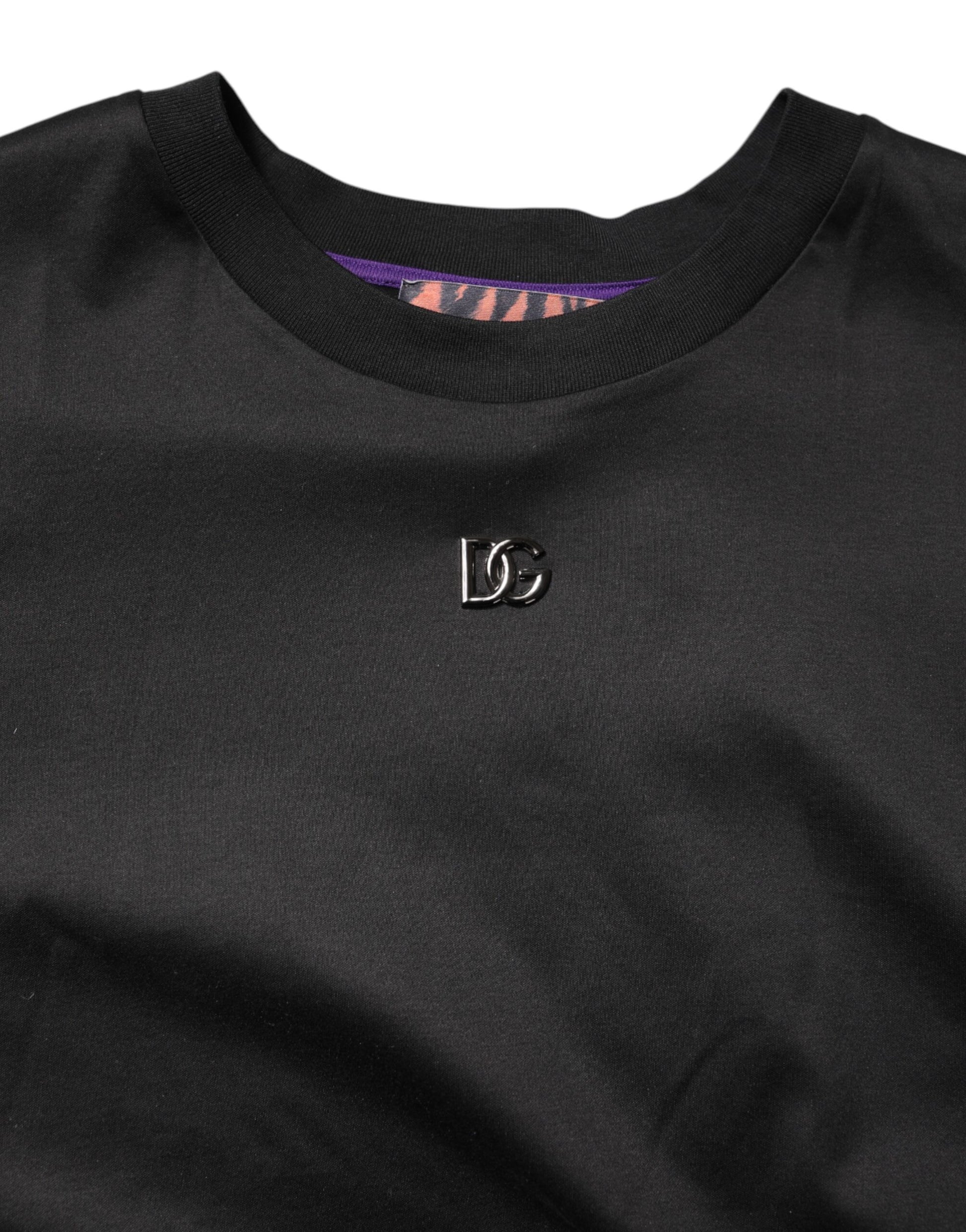 Dolce &amp; Gabbana – Schwarzes, kurzärmliges T-Shirt mit Grafikdruck auf der Rückseite