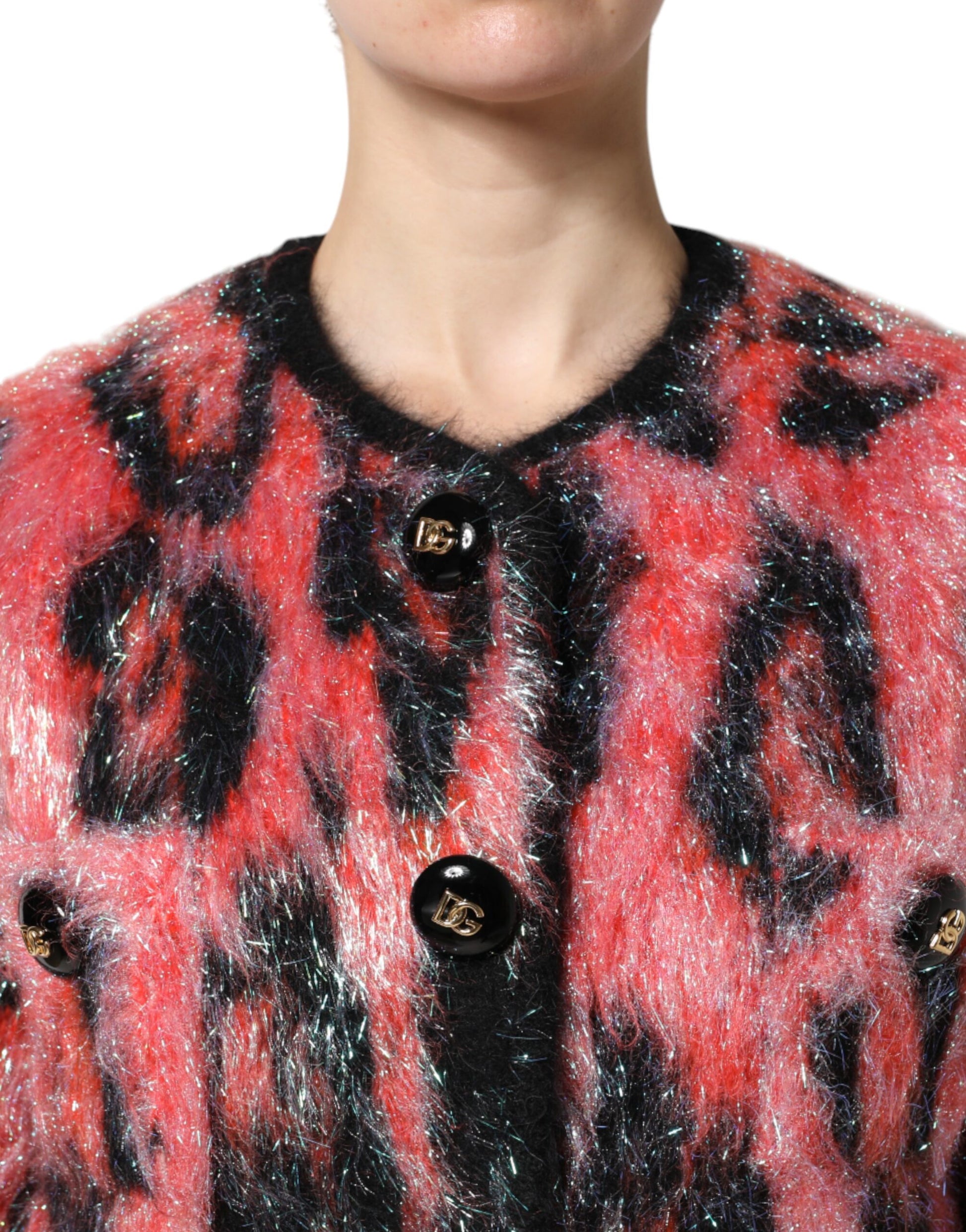 Dolce &amp; Gabbana – Roter Cardigan aus Mohairwolle mit Knopfleiste