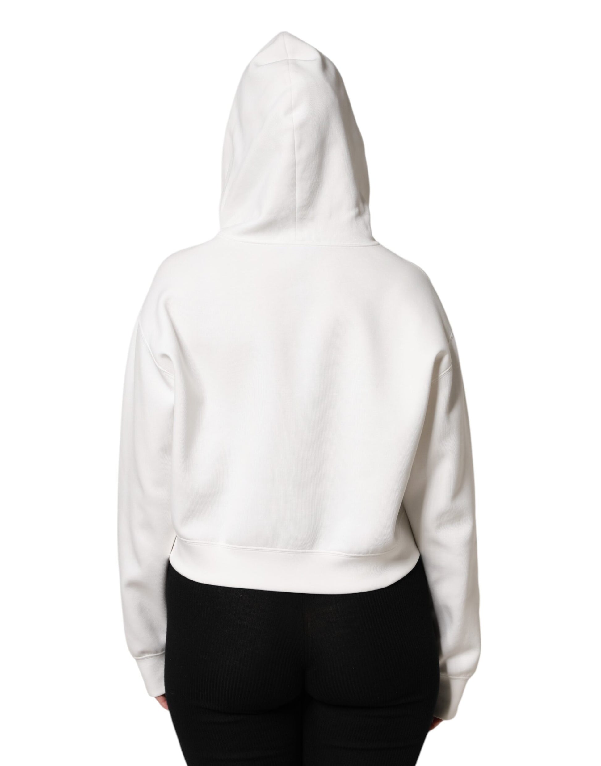 Dolce &amp; Gabbana – Kapuzenpullover aus elfenbeinfarbener Baumwolle mit Aufdruck