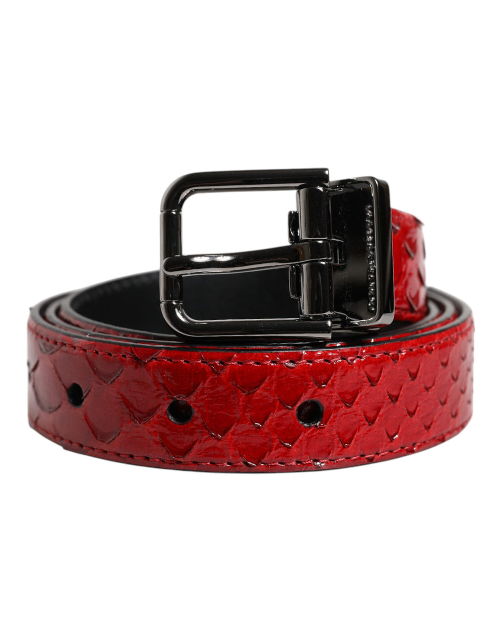 Dolce &amp; Gabbana – Roter Gürtel aus exotischem Leder mit Messing-Metallschnalle
