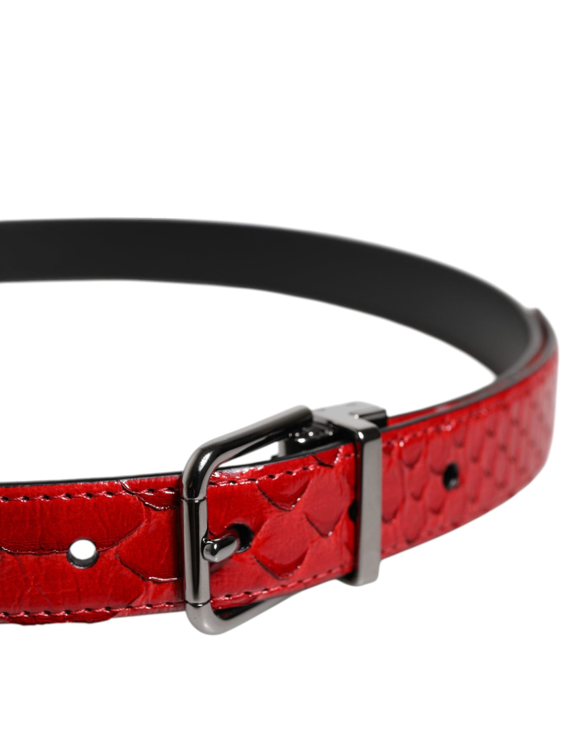 Dolce &amp; Gabbana – Roter Gürtel aus exotischem Leder mit Messing-Metallschnalle