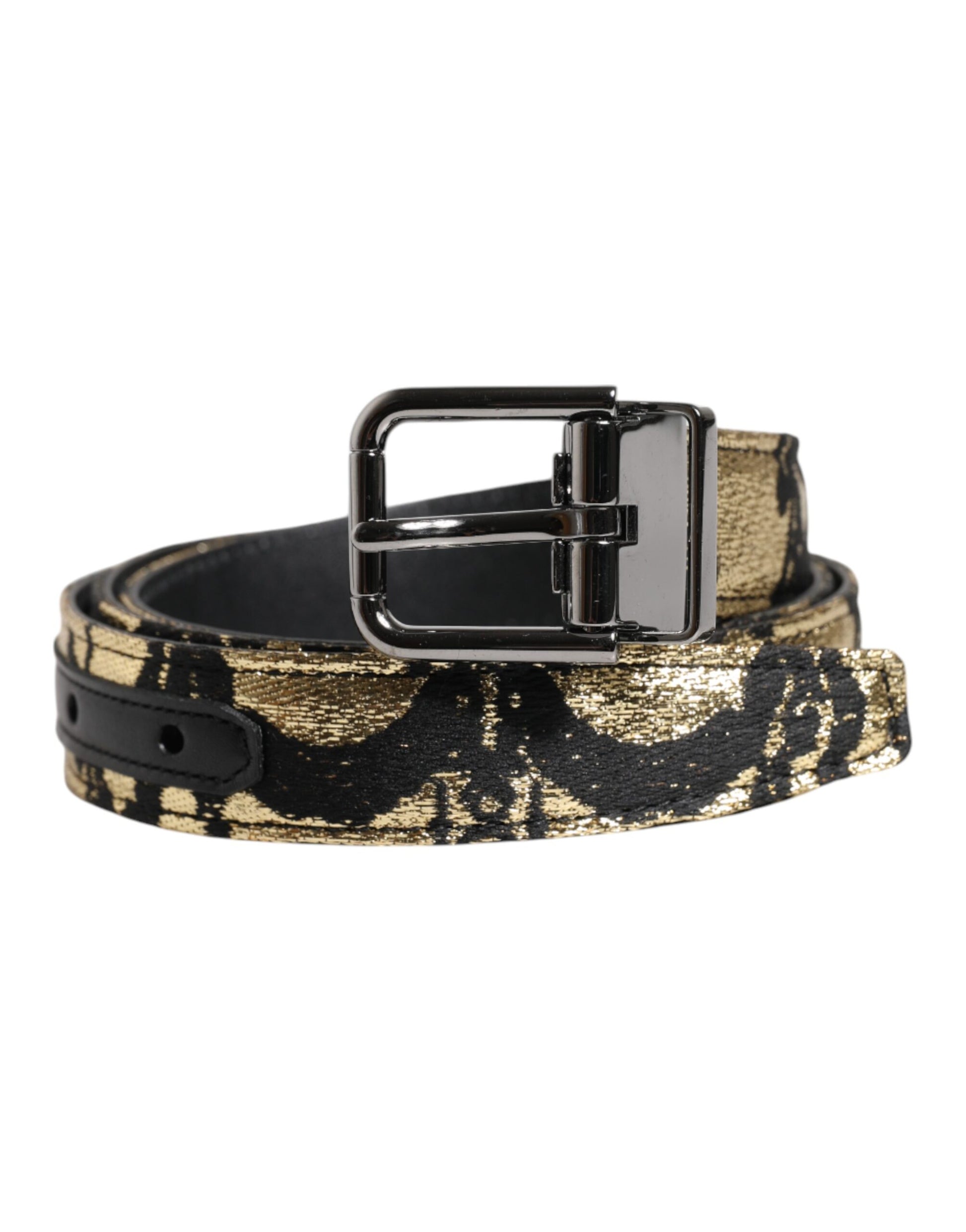 Dolce &amp; Gabbana – Mehrfarbiger Gürtel aus Jacquard-Leder mit Metallschnalle