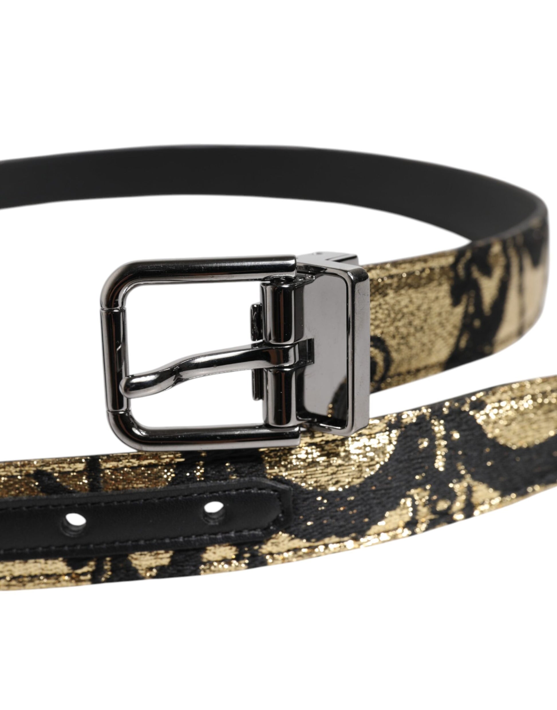 Dolce &amp; Gabbana – Mehrfarbiger Gürtel aus Jacquard-Leder mit Metallschnalle