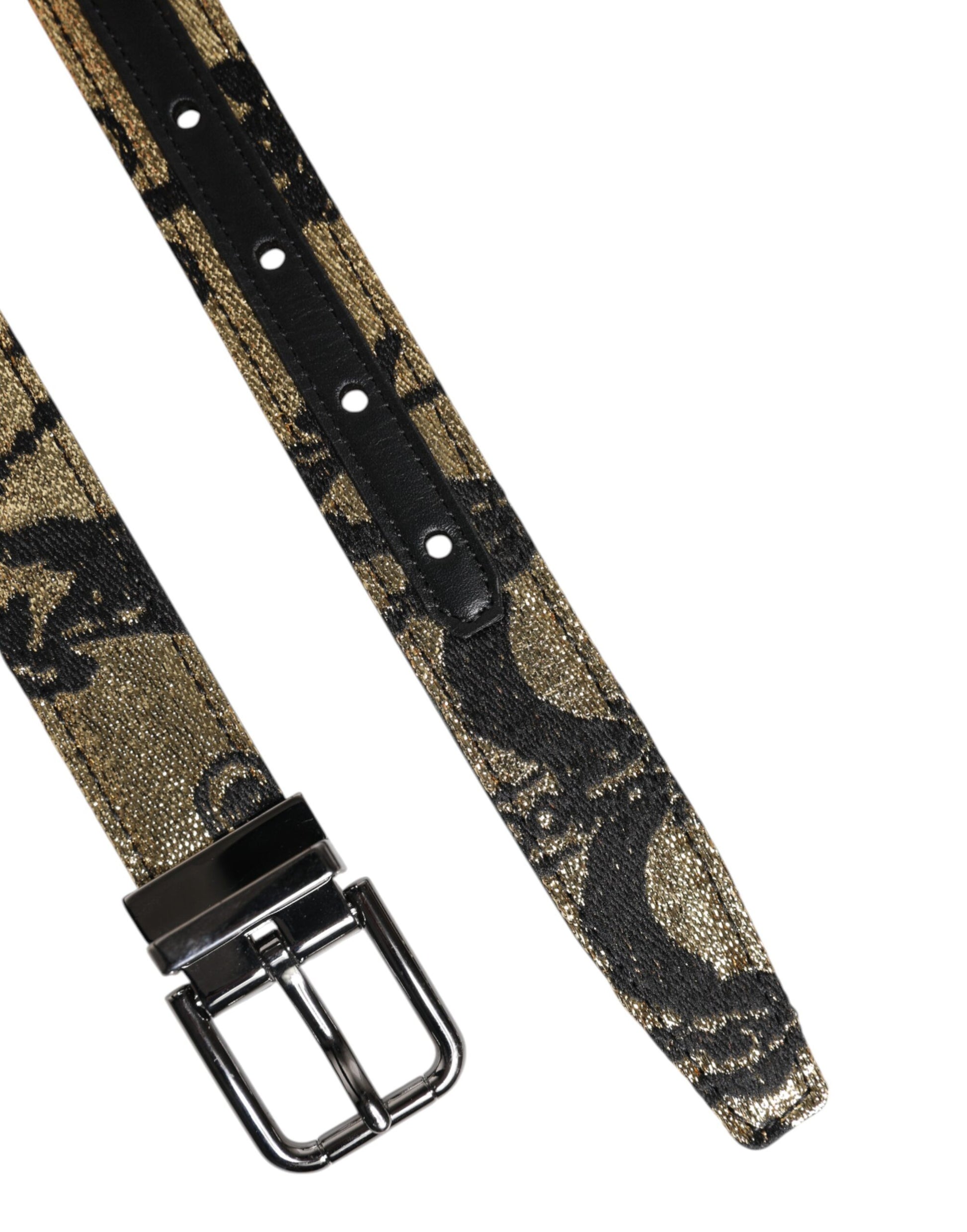 Dolce &amp; Gabbana – Mehrfarbiger Gürtel aus Jacquard-Leder mit Metallschnalle