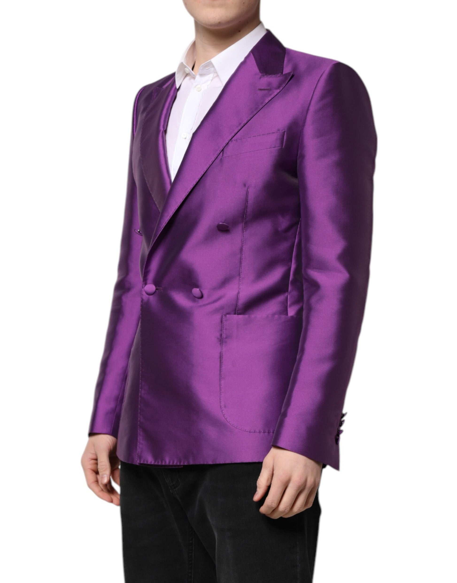 Dolce &amp; Gabbana Lila Zweireihiger Herren Anzug Mantel Blazer