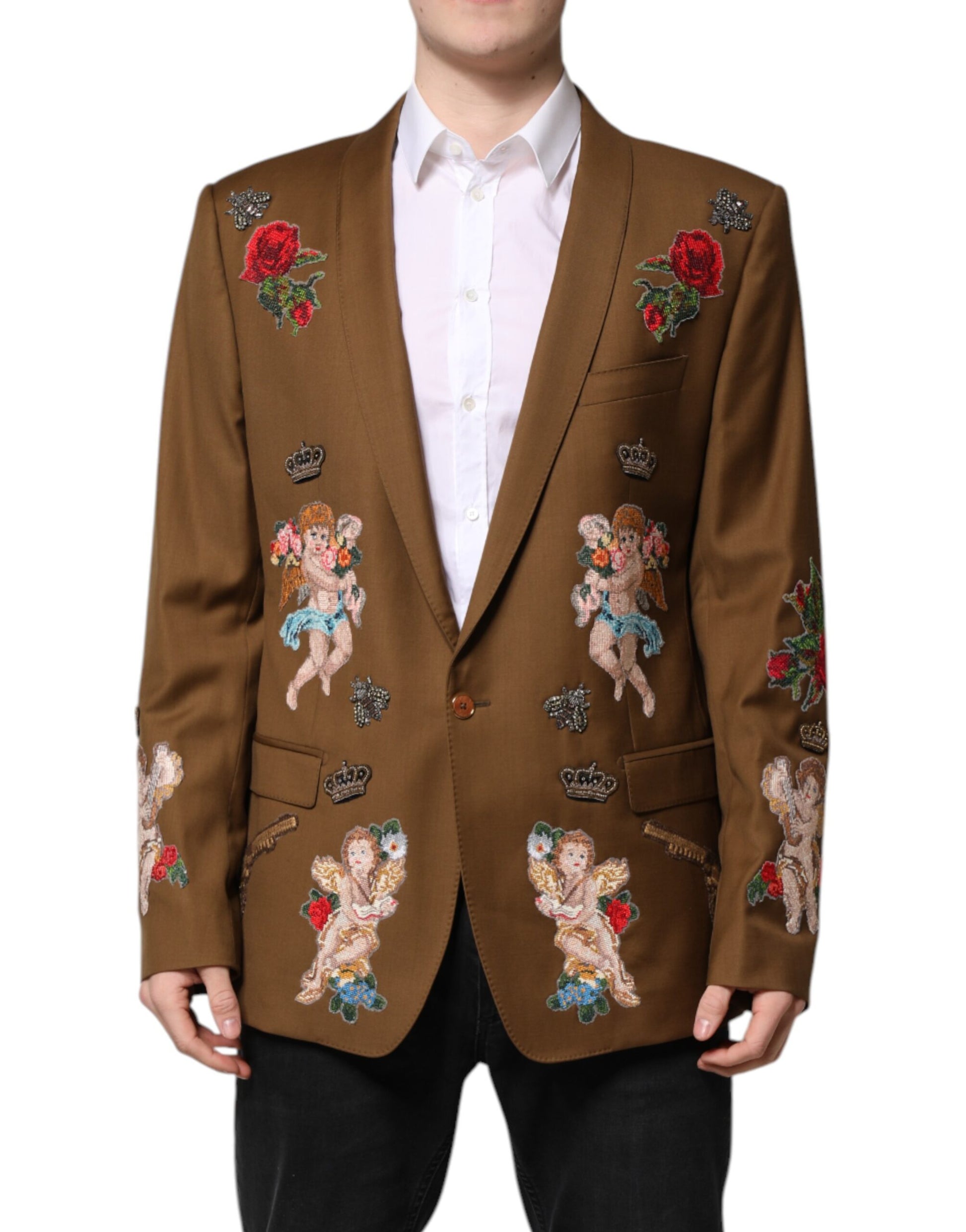 Dolce &amp; Gabbana Brauner MARTINI Einreihiger Mantelblazer
