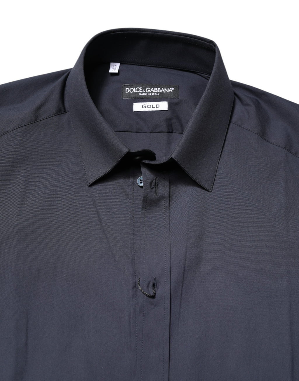 Dolce &amp; Gabbana Dunkelblaues GOLDENES formelles Baumwollhemd