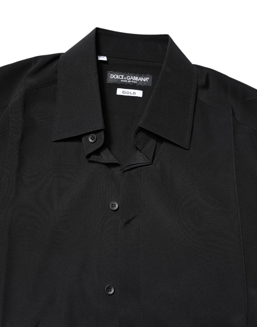 Dolce &amp; Gabbana Schwarzes Seidenhemd mit langen Ärmeln in GOLD