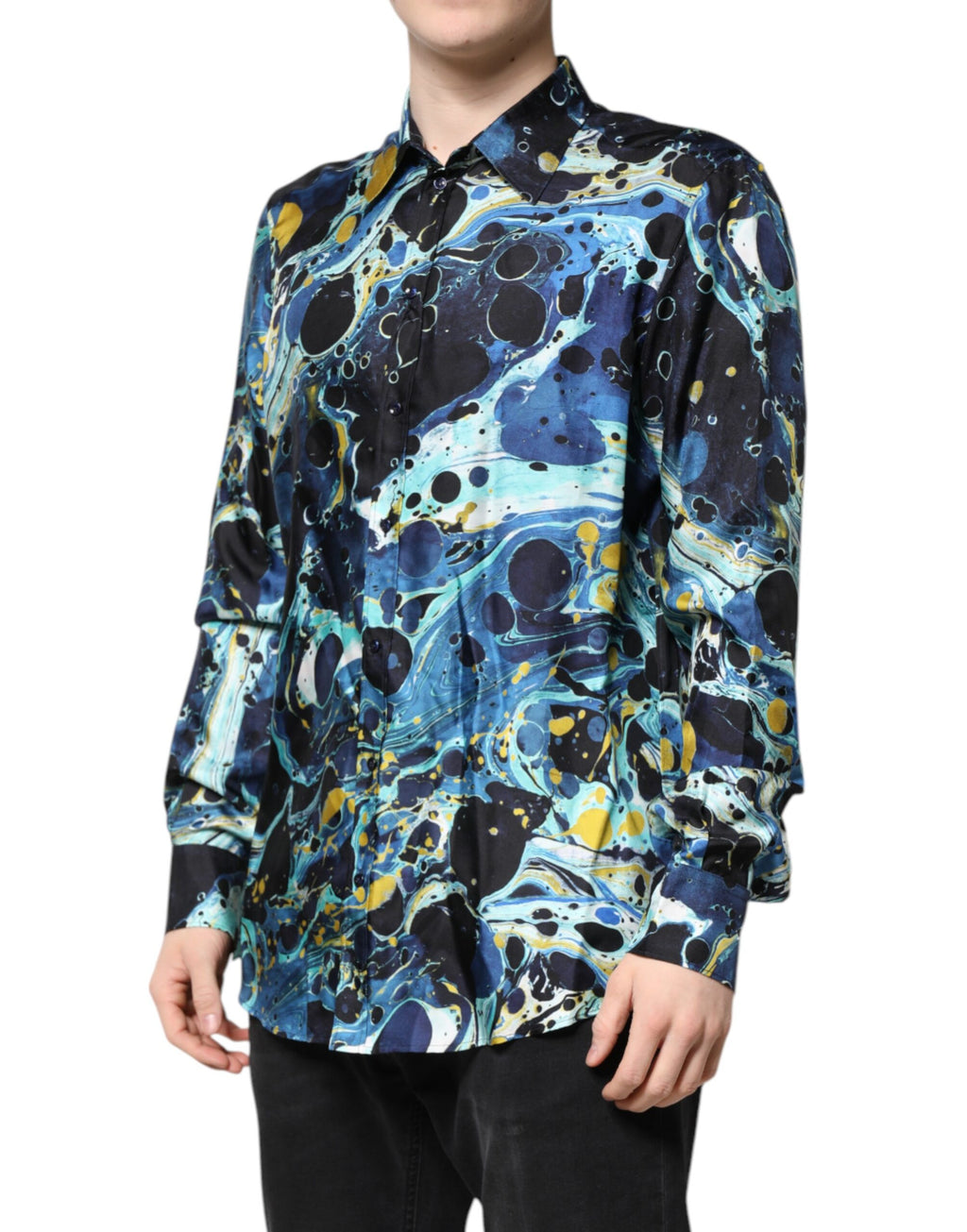 Dolce &amp; Gabbana MARTINI-Hemd mit mehrfarbigem Marmordruck
