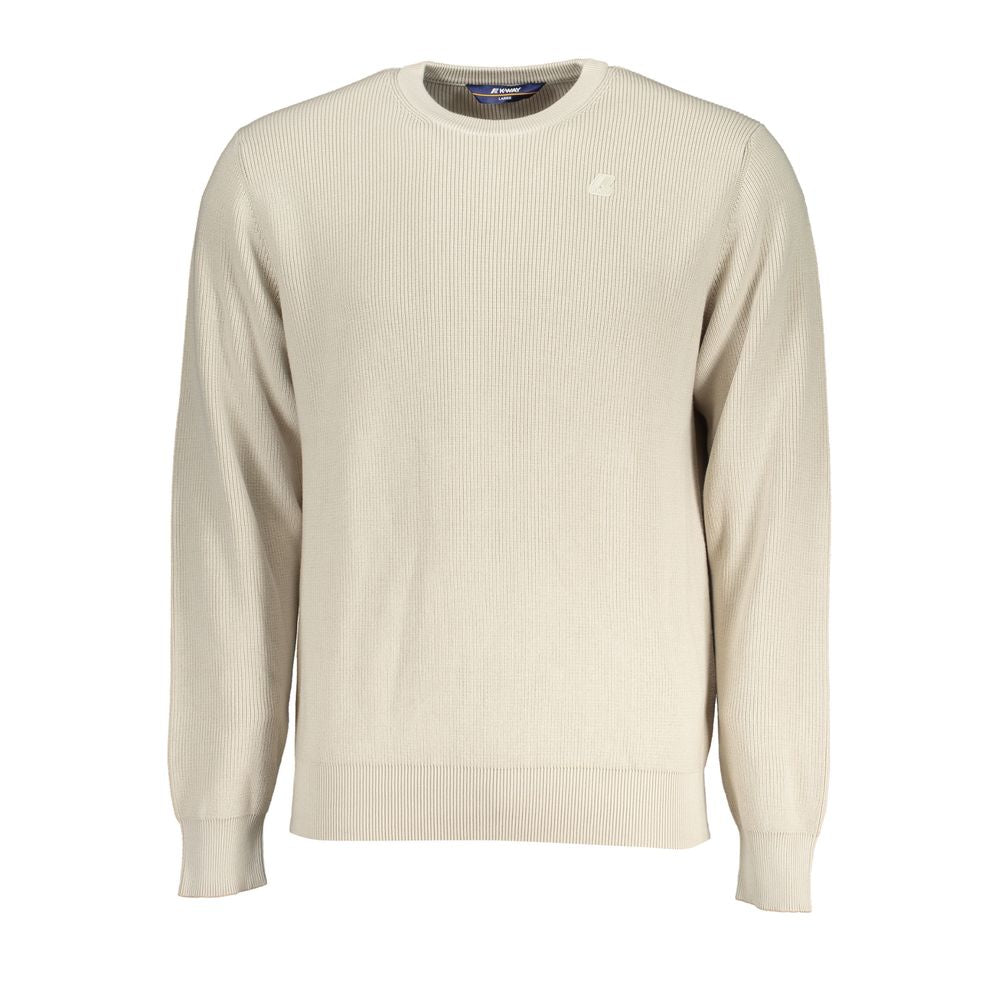 K-WAY – Beiger Baumwollpullover mit Rundhalsausschnitt und Logodetail