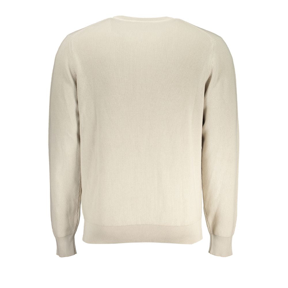 K-WAY – Beiger Baumwollpullover mit Rundhalsausschnitt und Logodetail