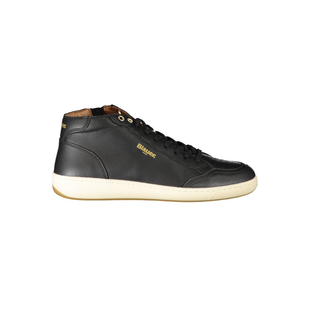 Blauer Black Leather Men Sneaker