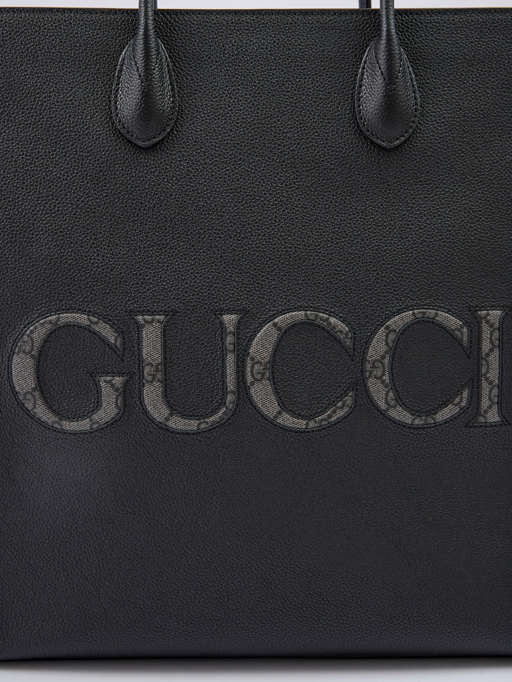 Gucci – Mittelgroße Tragetasche aus schwarzem Leder mit Logo