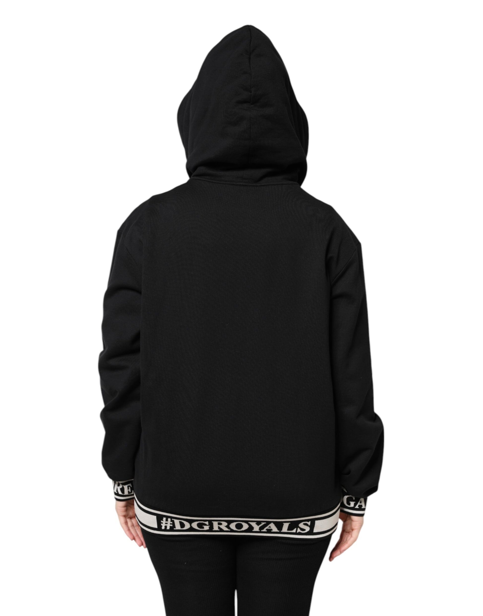 Dolce &amp; Gabbana – Schwarzes Sweatshirt aus Baumwolle mit durchgehendem Reißverschluss und Kapuze
