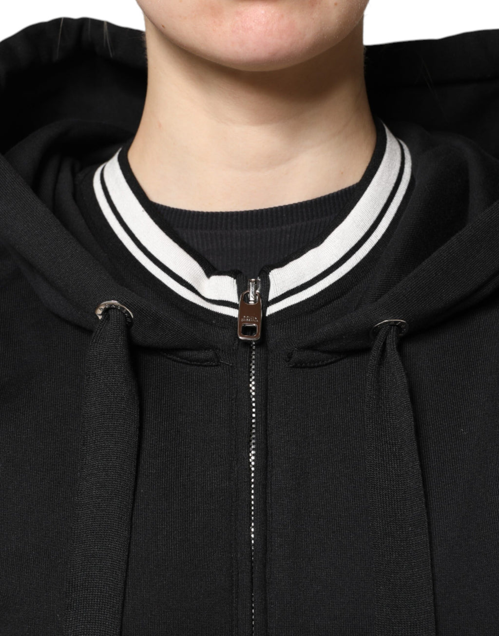 Dolce &amp; Gabbana – Schwarzes Sweatshirt aus Baumwolle mit durchgehendem Reißverschluss und Kapuze