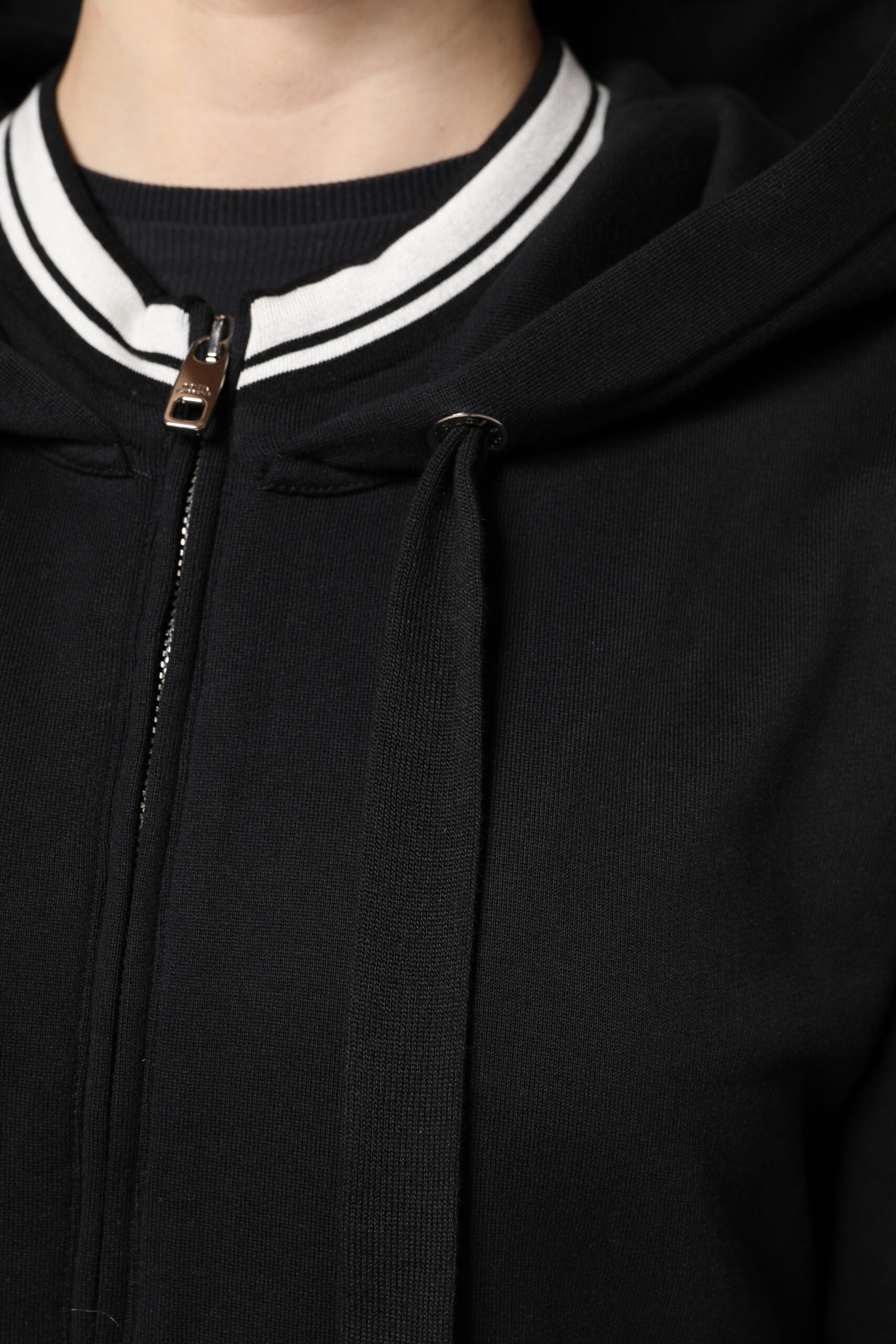 Dolce &amp; Gabbana – Schwarzes Sweatshirt aus Baumwolle mit durchgehendem Reißverschluss und Kapuze