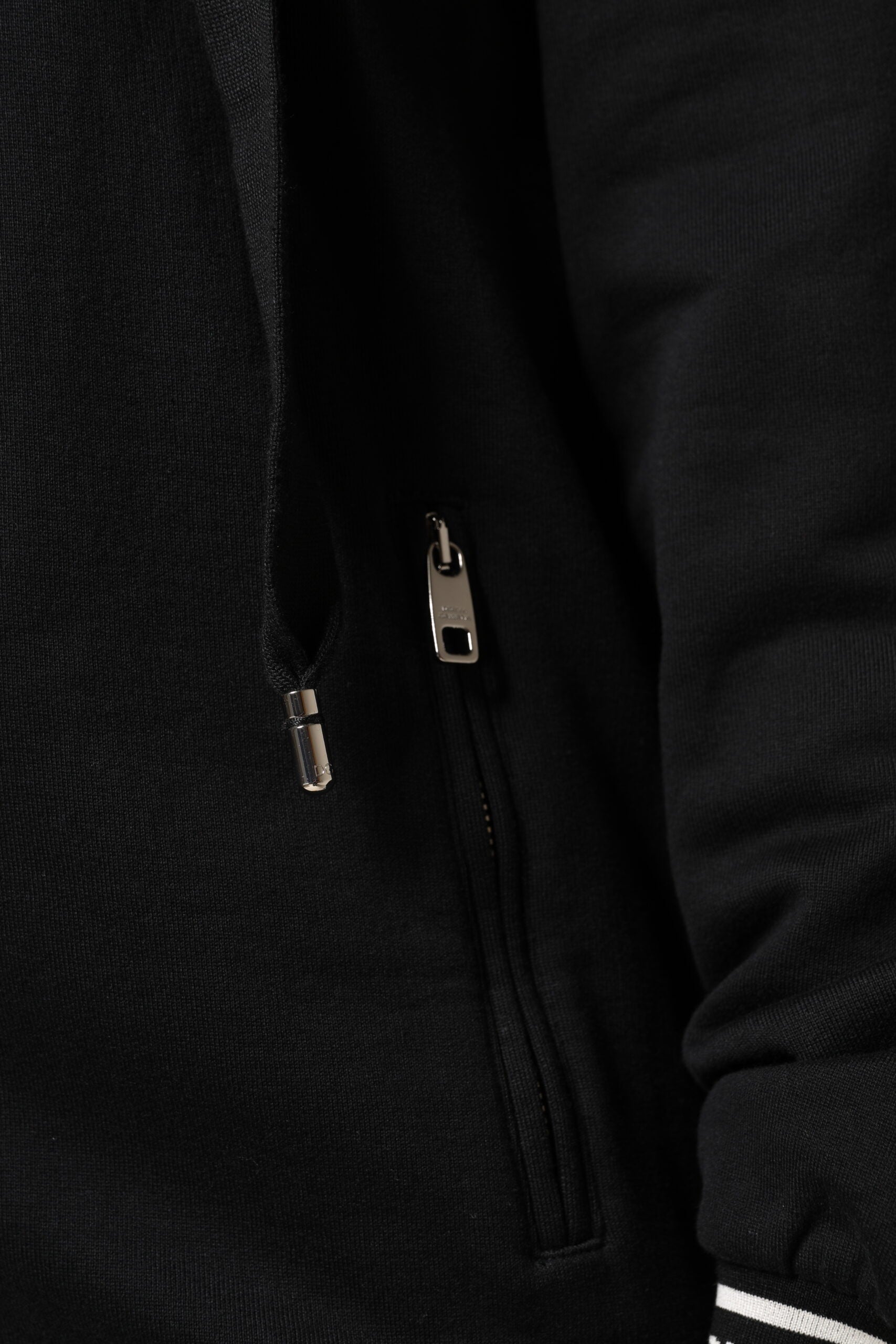 Dolce &amp; Gabbana – Schwarzes Sweatshirt aus Baumwolle mit durchgehendem Reißverschluss und Kapuze