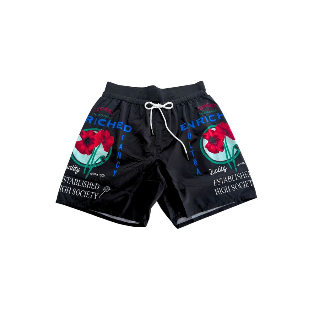 Iceberg Schwarze Polyester-Badeshorts für Herren