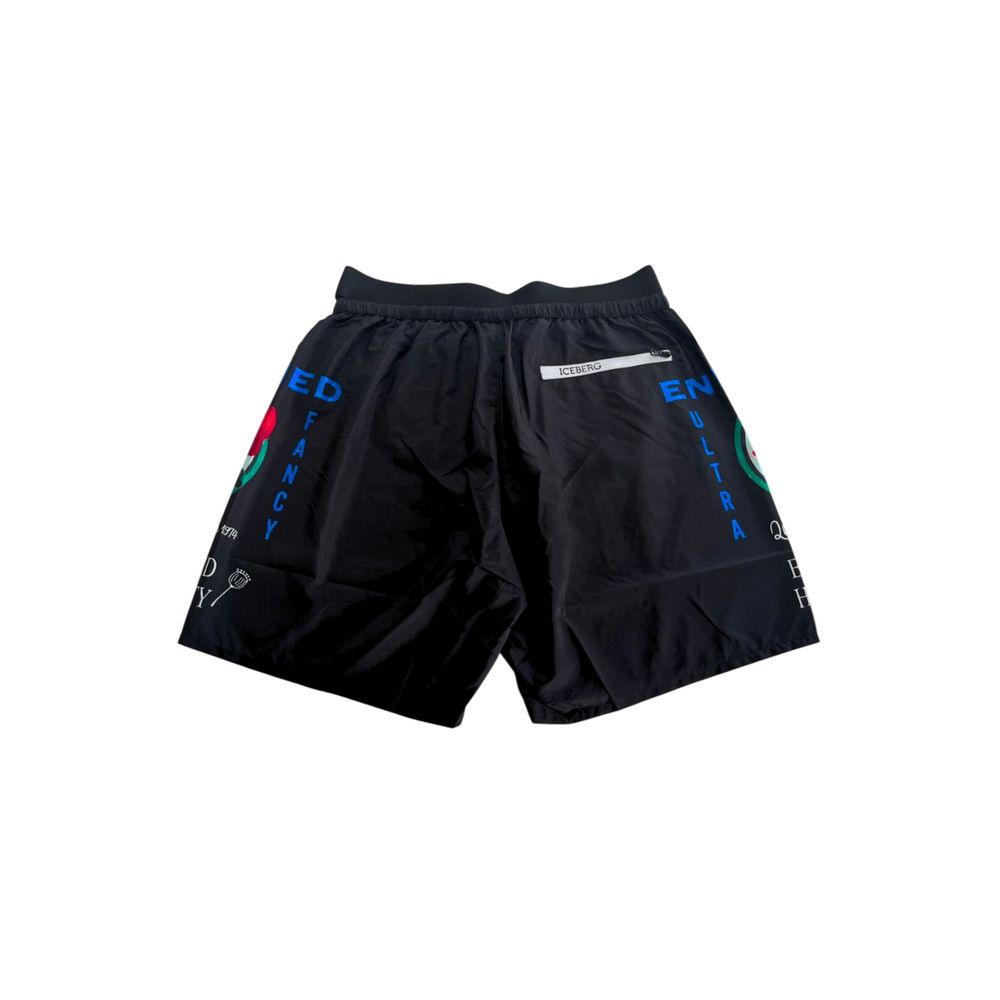 Iceberg Schwarze Polyester-Badeshorts für Herren