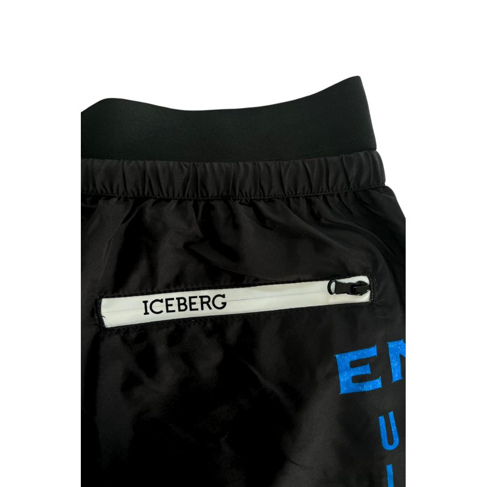 Iceberg Schwarze Polyester-Badeshorts für Herren