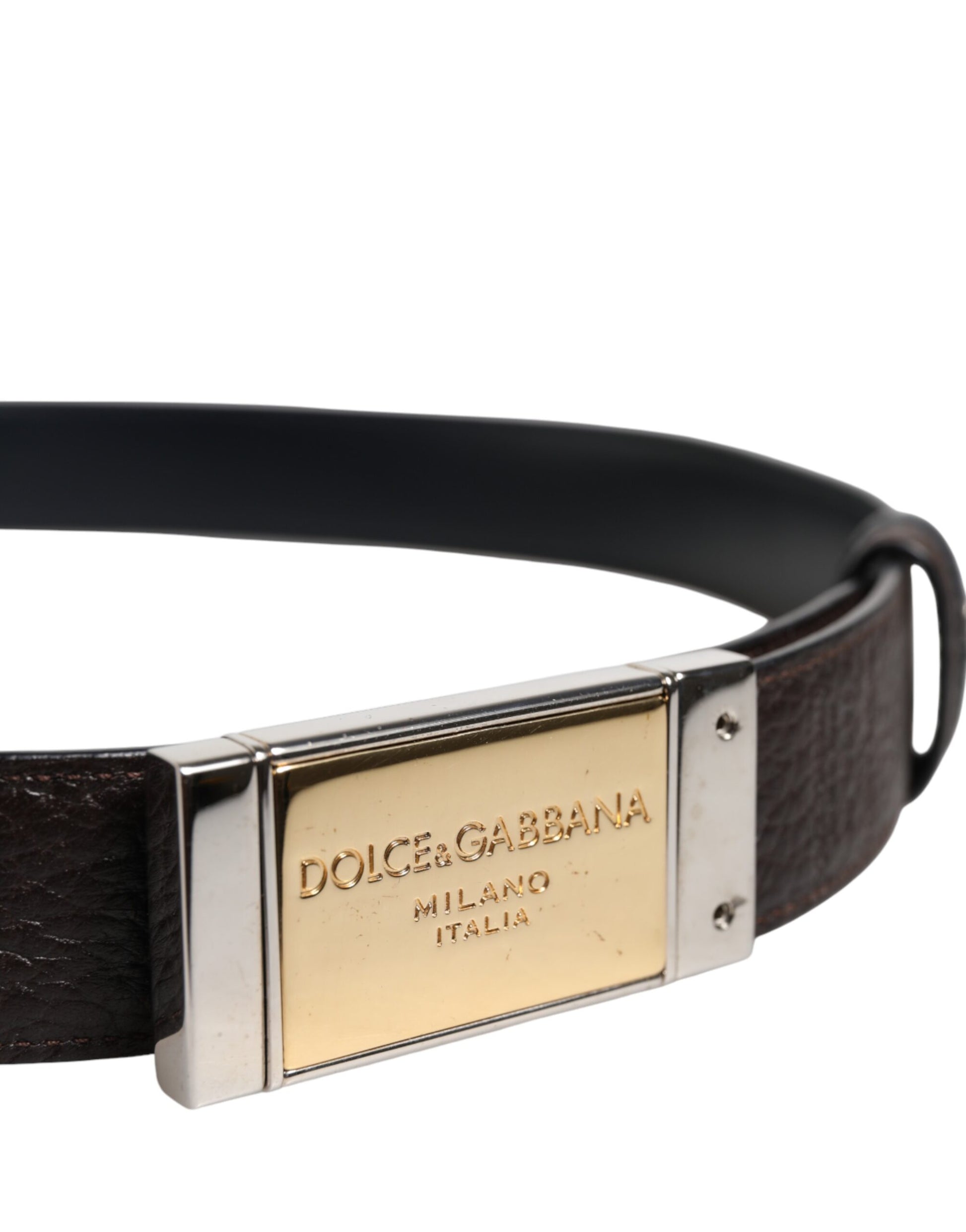 Dolce &amp; Gabbana – Wendegürtel aus schwarz-blauem Leder mit goldener Schnalle