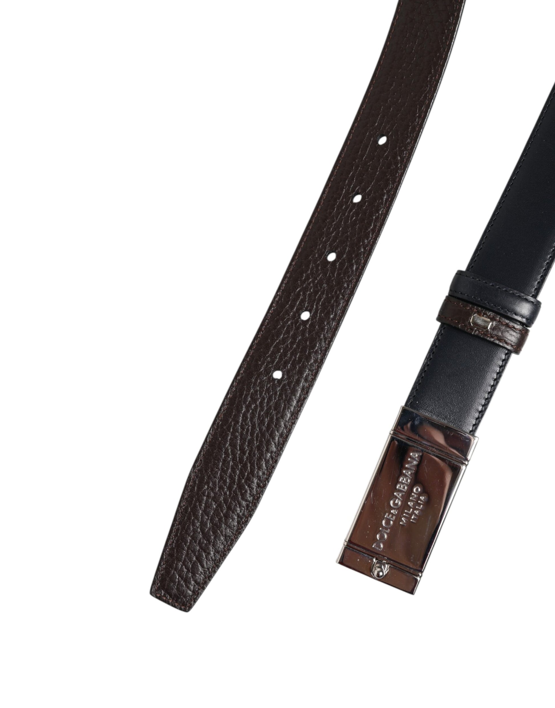 Dolce &amp; Gabbana – Wendegürtel aus schwarz-blauem Leder mit goldener Schnalle