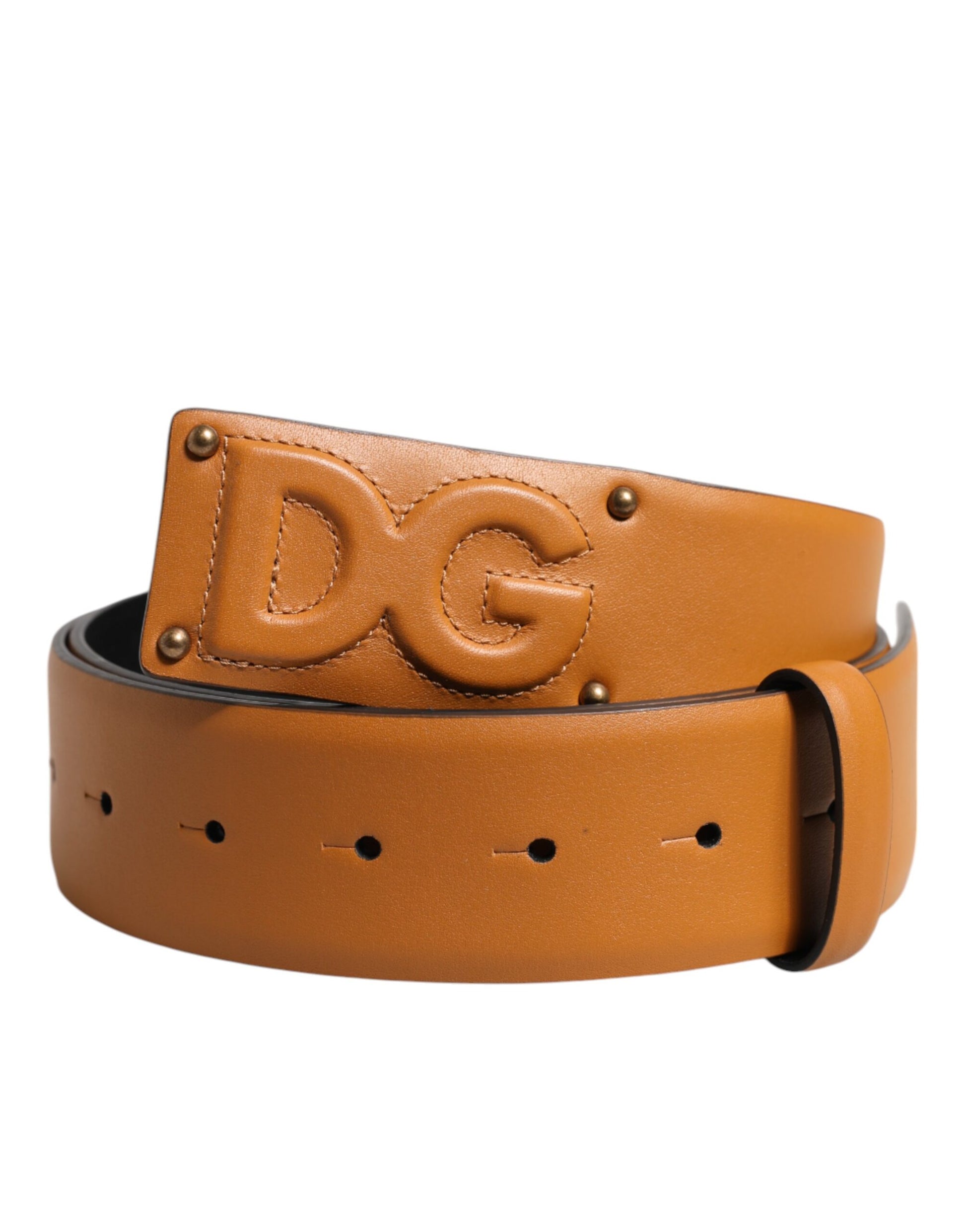 Dolce &amp; Gabbana – Brauner Ledergürtel mit DG-Logoprägung und Schnalle