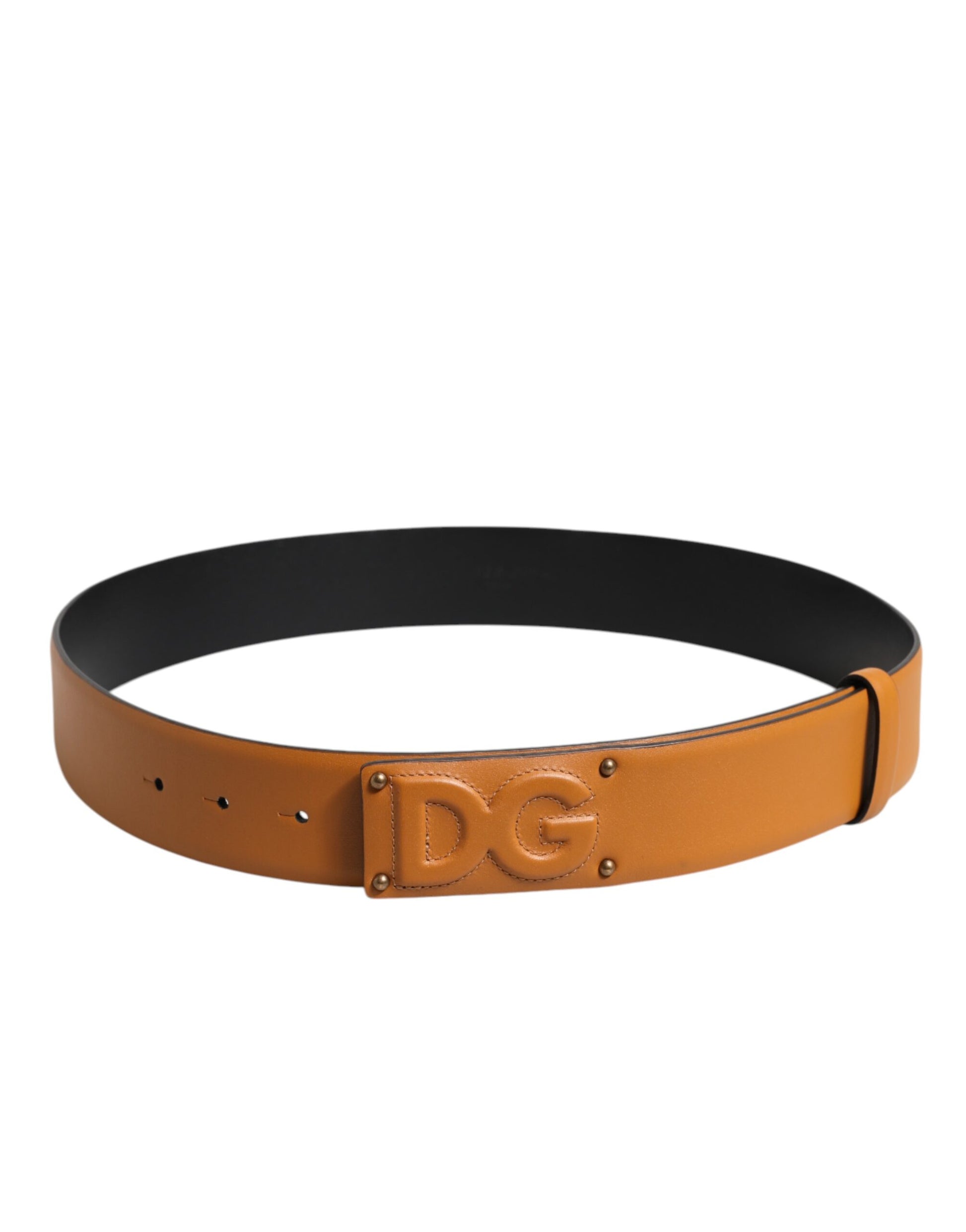 Dolce &amp; Gabbana – Brauner Ledergürtel mit DG-Logoprägung und Schnalle