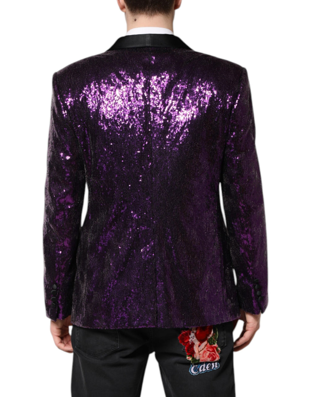 Dolce &amp; Gabbana Lila SICILIA Manteljacke mit Paillettenverzierung