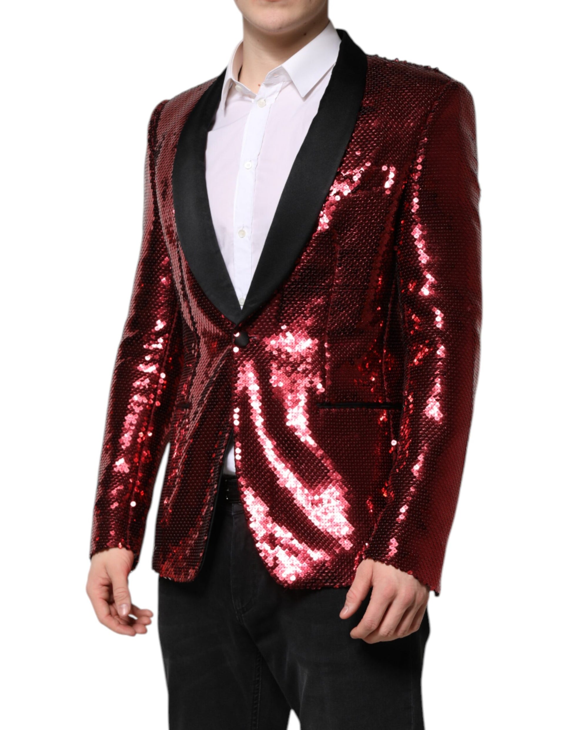 Dolce &amp; Gabbana – Rote SICILIA – Blazerjacke mit Paillettenverzierung