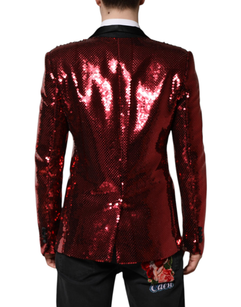 Dolce &amp; Gabbana – Rote SICILIA – Blazerjacke mit Paillettenverzierung