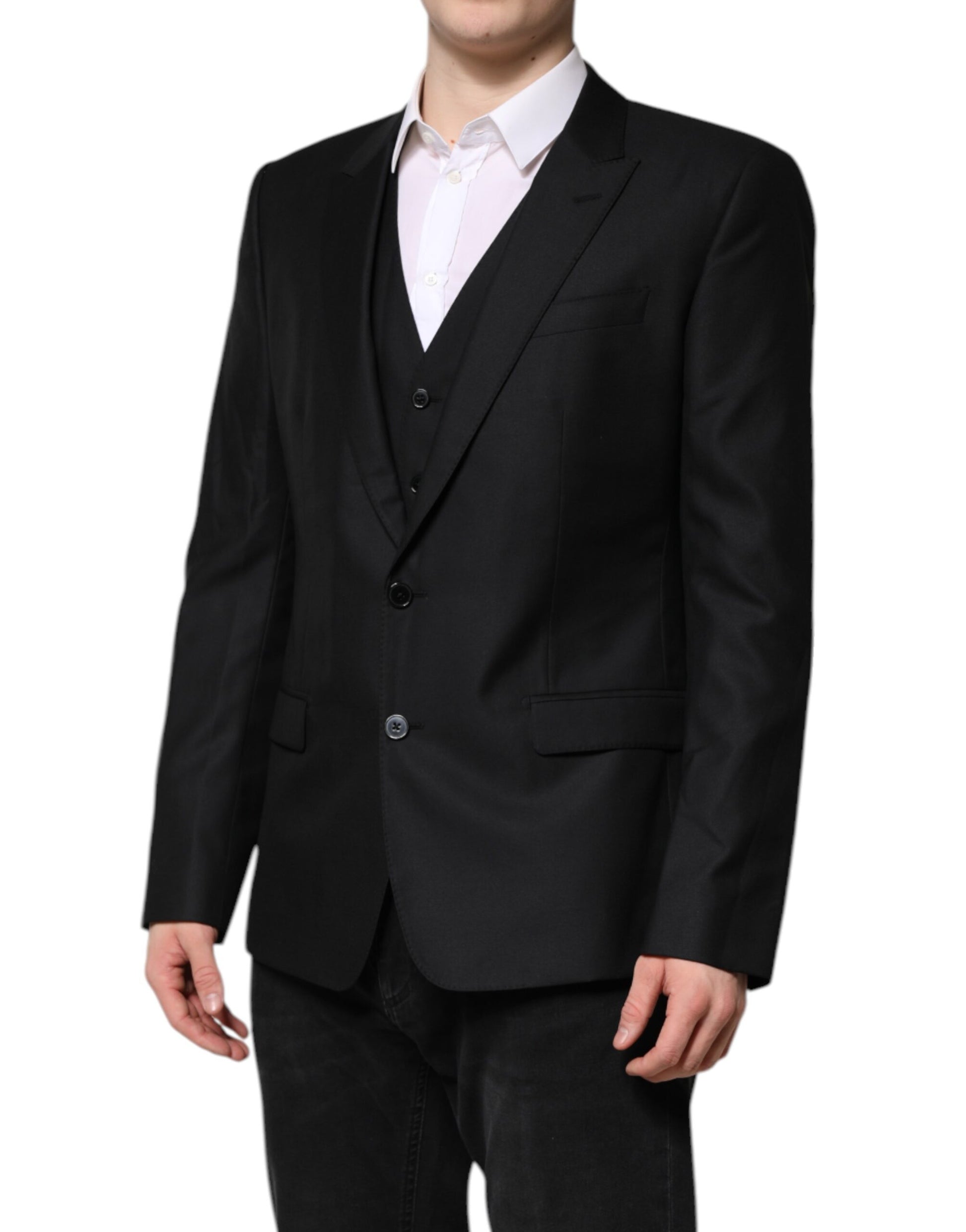 Dolce &amp; Gabbana – Schwarzer, einreihiger Anzug, 2-teilige Jacke