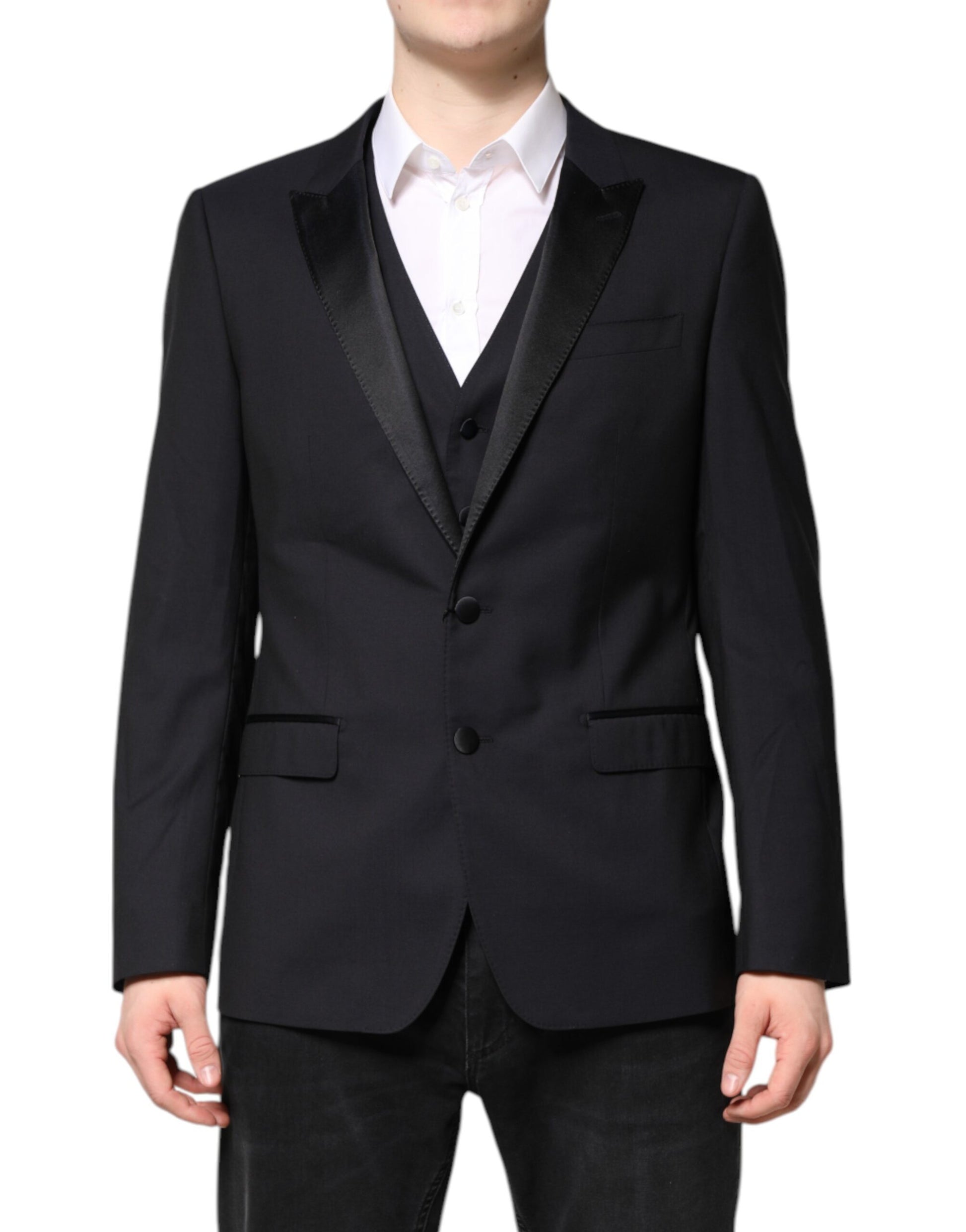 Dolce &amp; Gabbana Dunkelblauer MARTINI Wollanzug 2-teilige Jacke