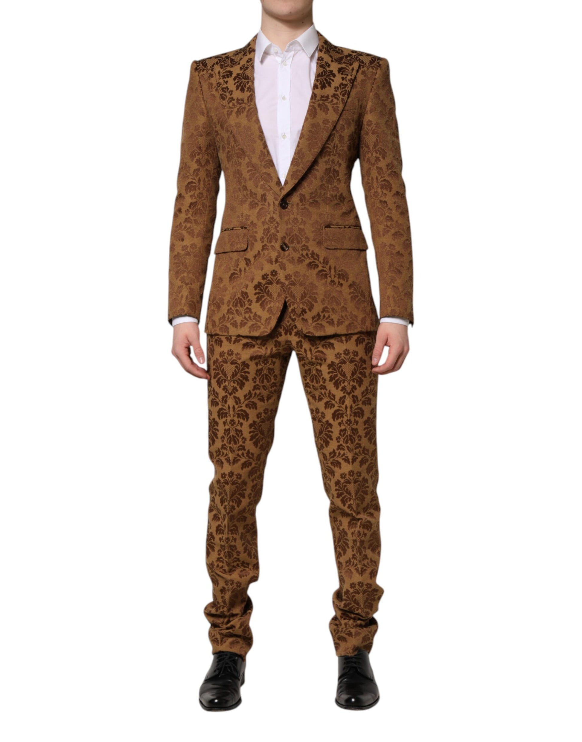 Dolce &amp; Gabbana – Brauner, geblümter Jacquard-Anzug „SICILIA“, 2-teilig