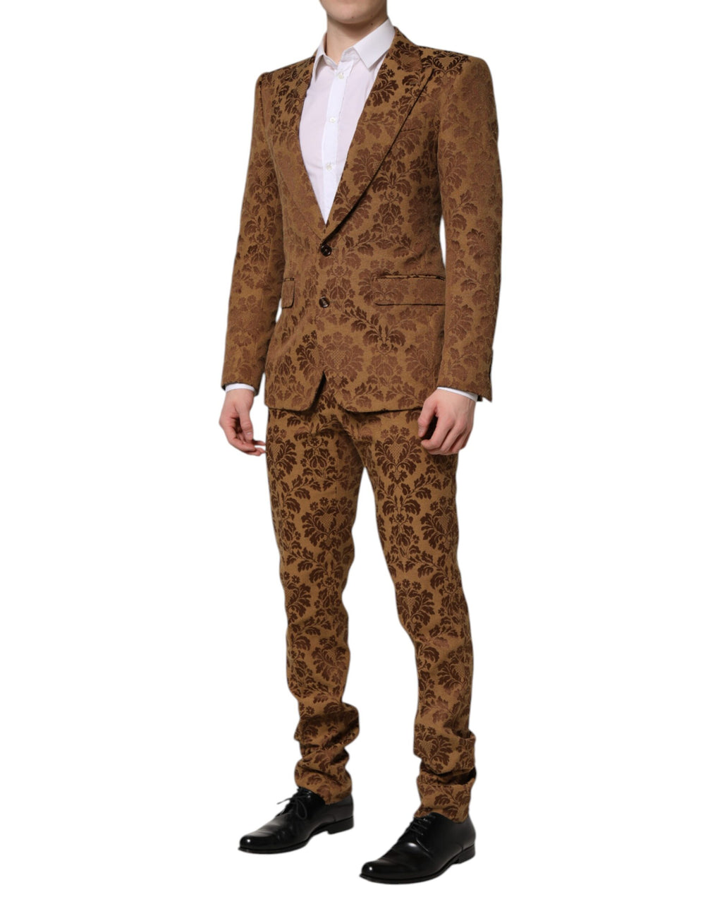 Dolce &amp; Gabbana – Brauner, geblümter Jacquard-Anzug „SICILIA“, 2-teilig