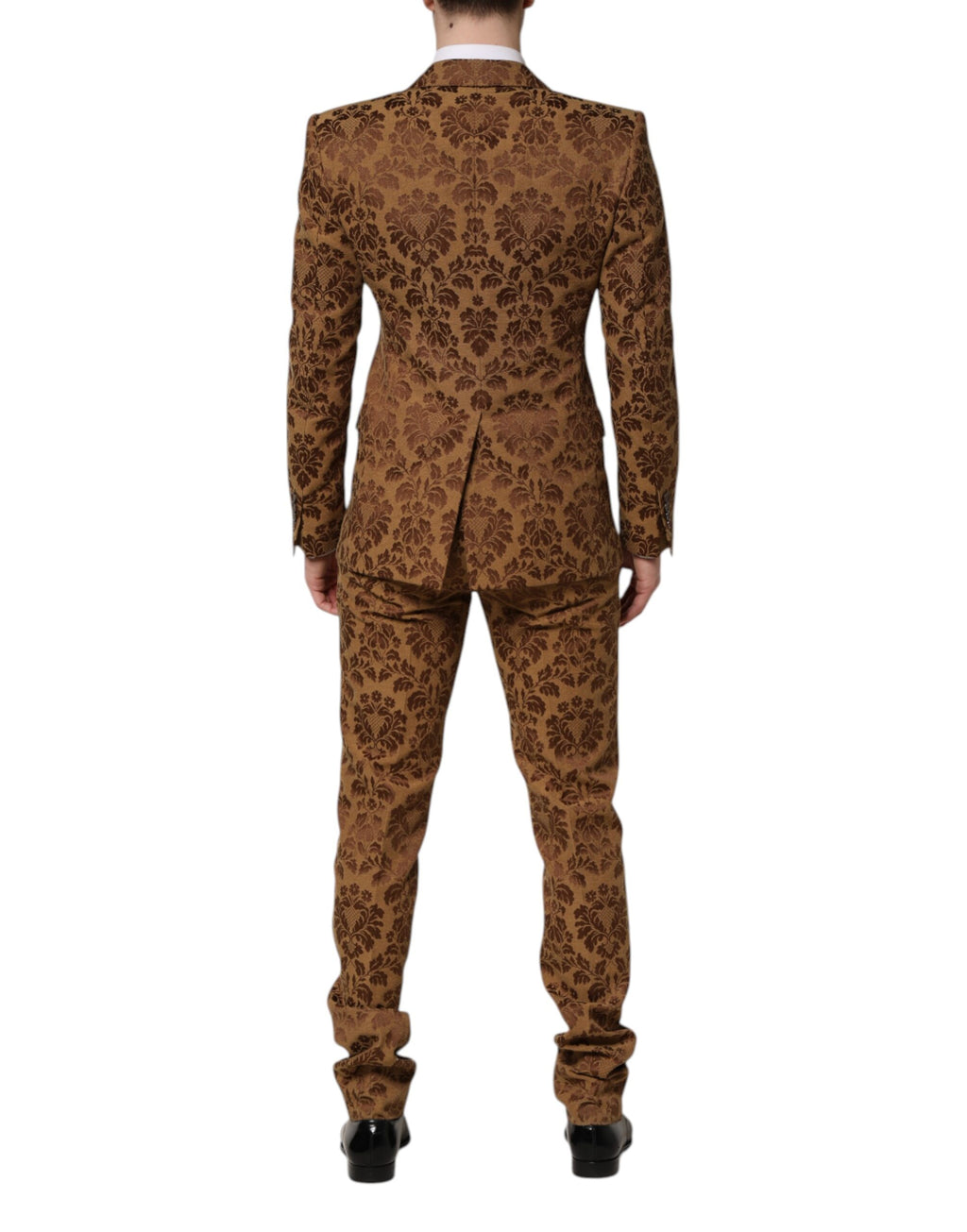 Dolce &amp; Gabbana – Brauner, geblümter Jacquard-Anzug „SICILIA“, 2-teilig