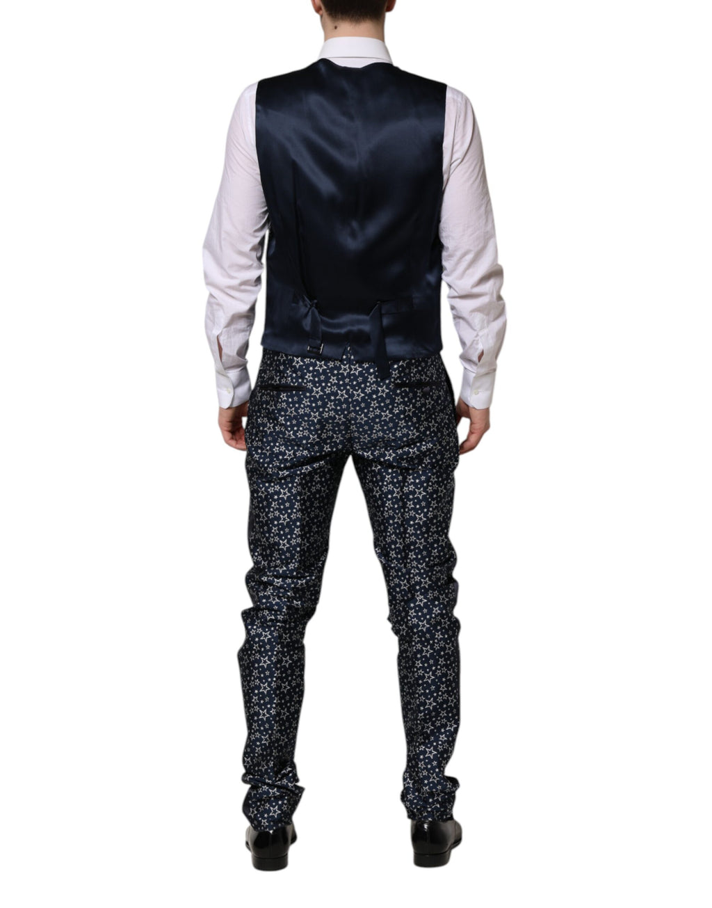 Dolce &amp; Gabbana Blauer MARTINI Star Jacquard 3-teiliger Anzug