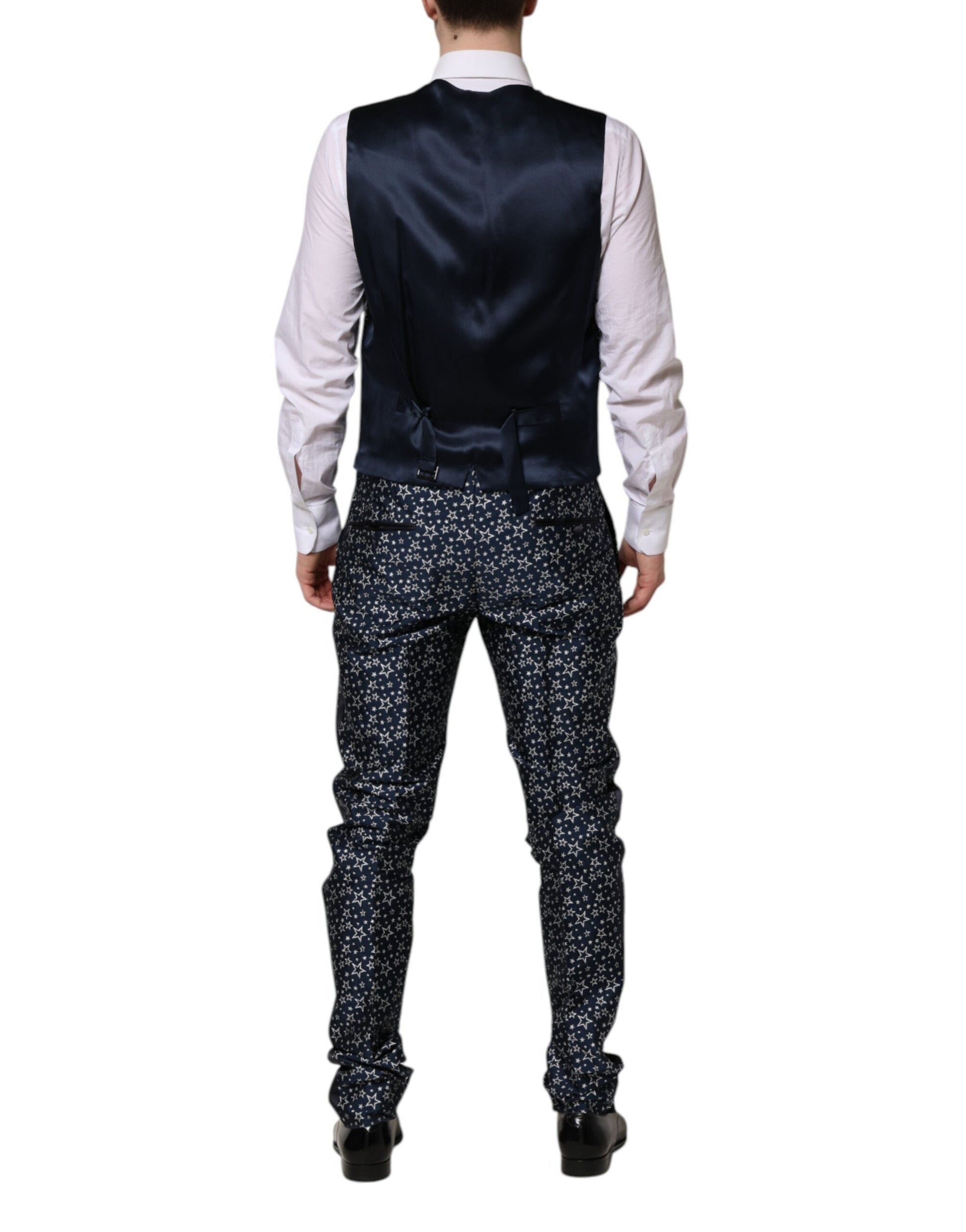 Dolce &amp; Gabbana Blauer MARTINI Star Jacquard 3-teiliger Anzug