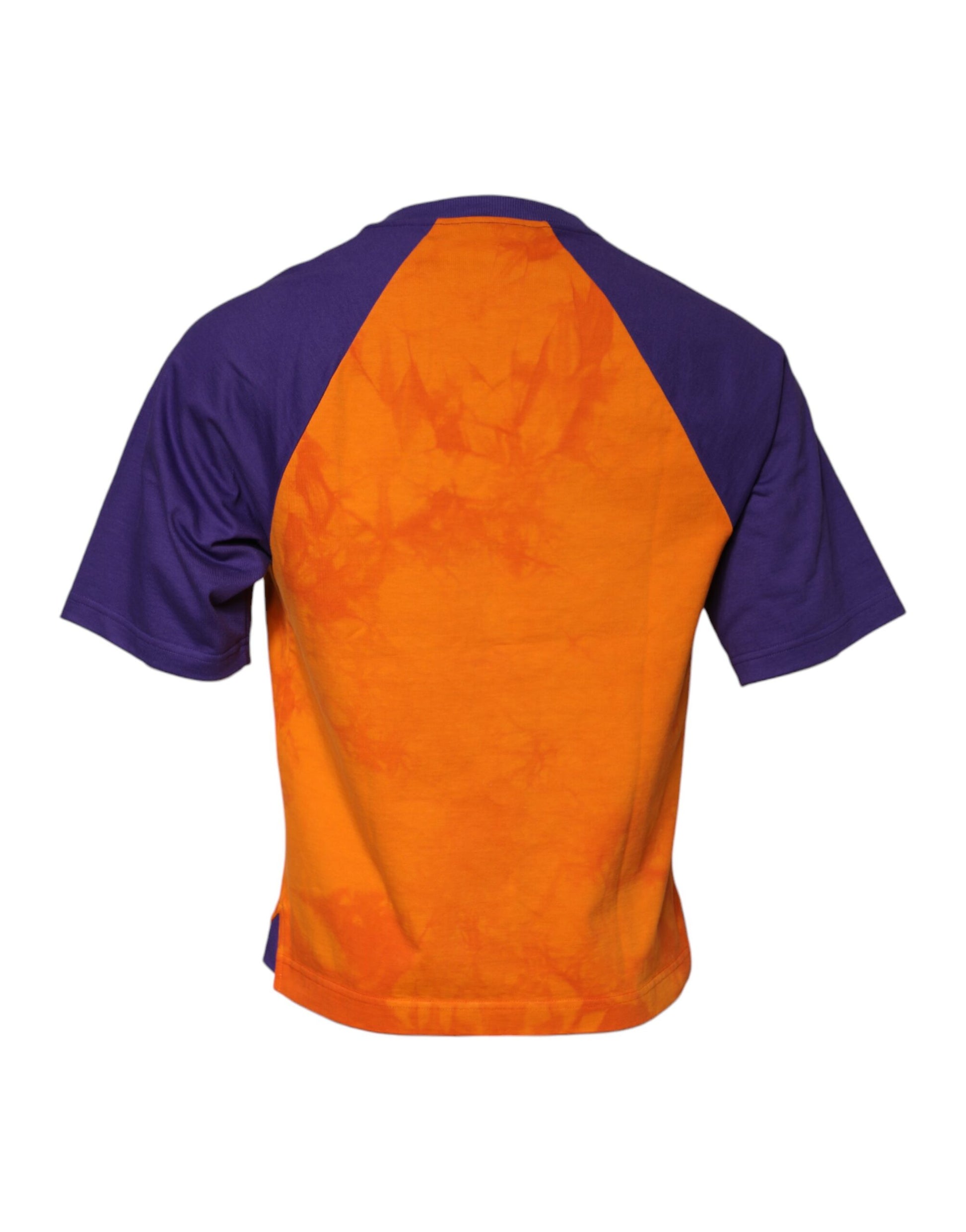 Dolce &amp; Gabbana Orange-Lila bedrucktes T-Shirt mit Rundhalsausschnitt